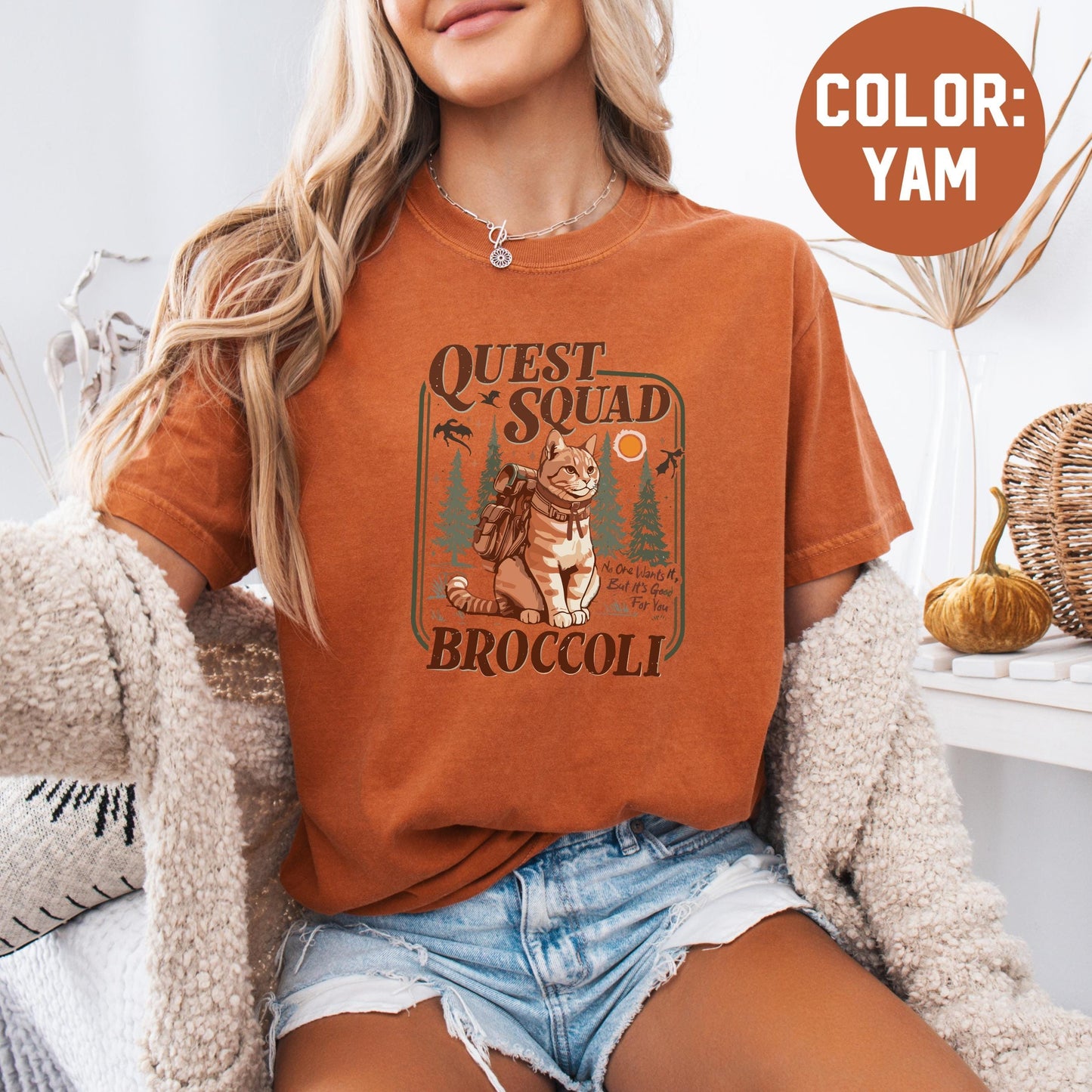 Comfort Colors® Onyx Storm Quest Squad Broccoli Shirt, Broccoli Cat Shirt, Ridoc Romantasy Fan Shirt, Dragon Rider Tee, Bookworm Gifts CFVLR40