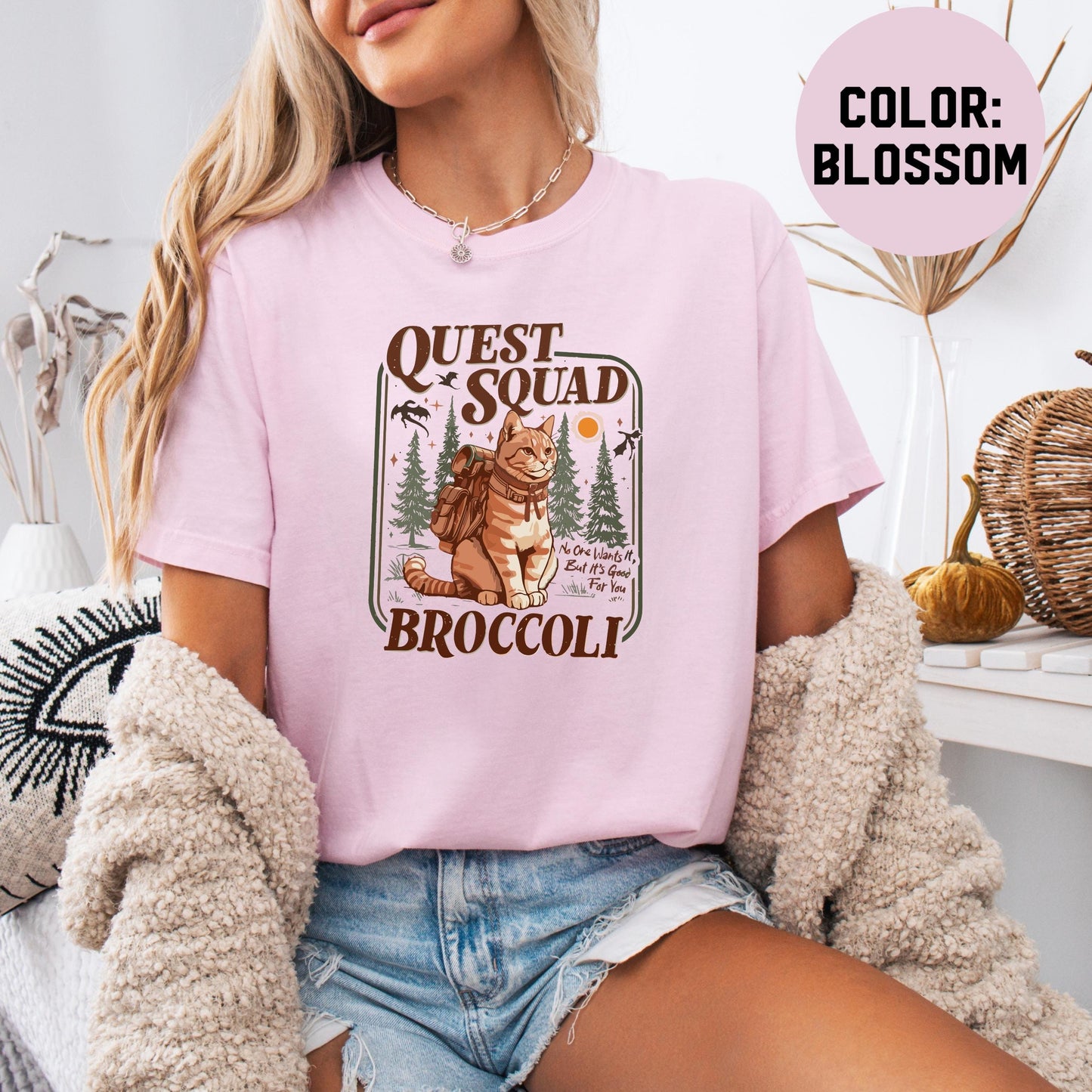 Comfort Colors® Onyx Storm Quest Squad Broccoli Shirt, Broccoli Cat Shirt, Ridoc Romantasy Fan Shirt, Dragon Rider Tee, Bookworm Gifts CFVLR40