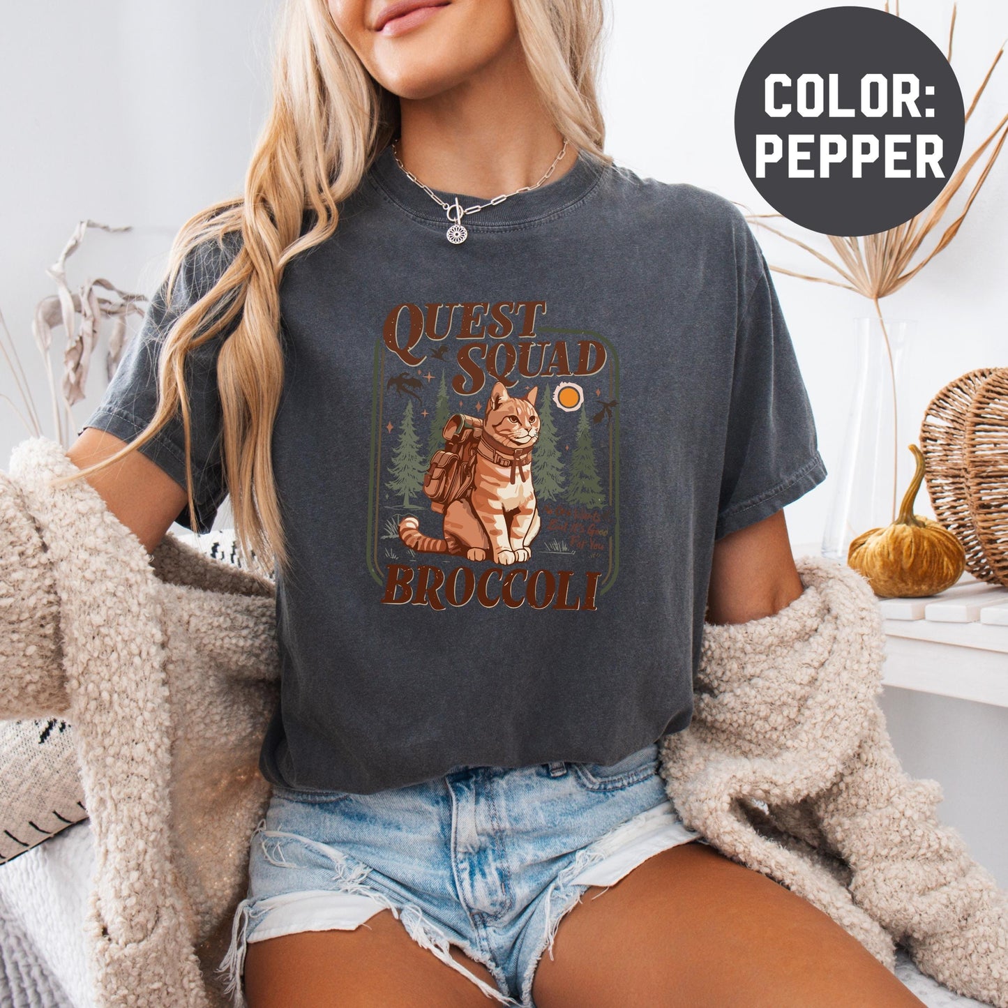 Comfort Colors® Onyx Storm Quest Squad Broccoli Shirt, Broccoli Cat Shirt, Ridoc Romantasy Fan Shirt, Dragon Rider Tee, Bookworm Gifts CFVLR40