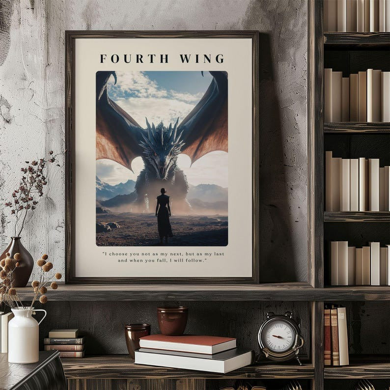 Fourth Wing Art Print - Basgiath War College Dragon Rider wall Decor Bookish Art Booknook Kit Book Lovers VLRP10