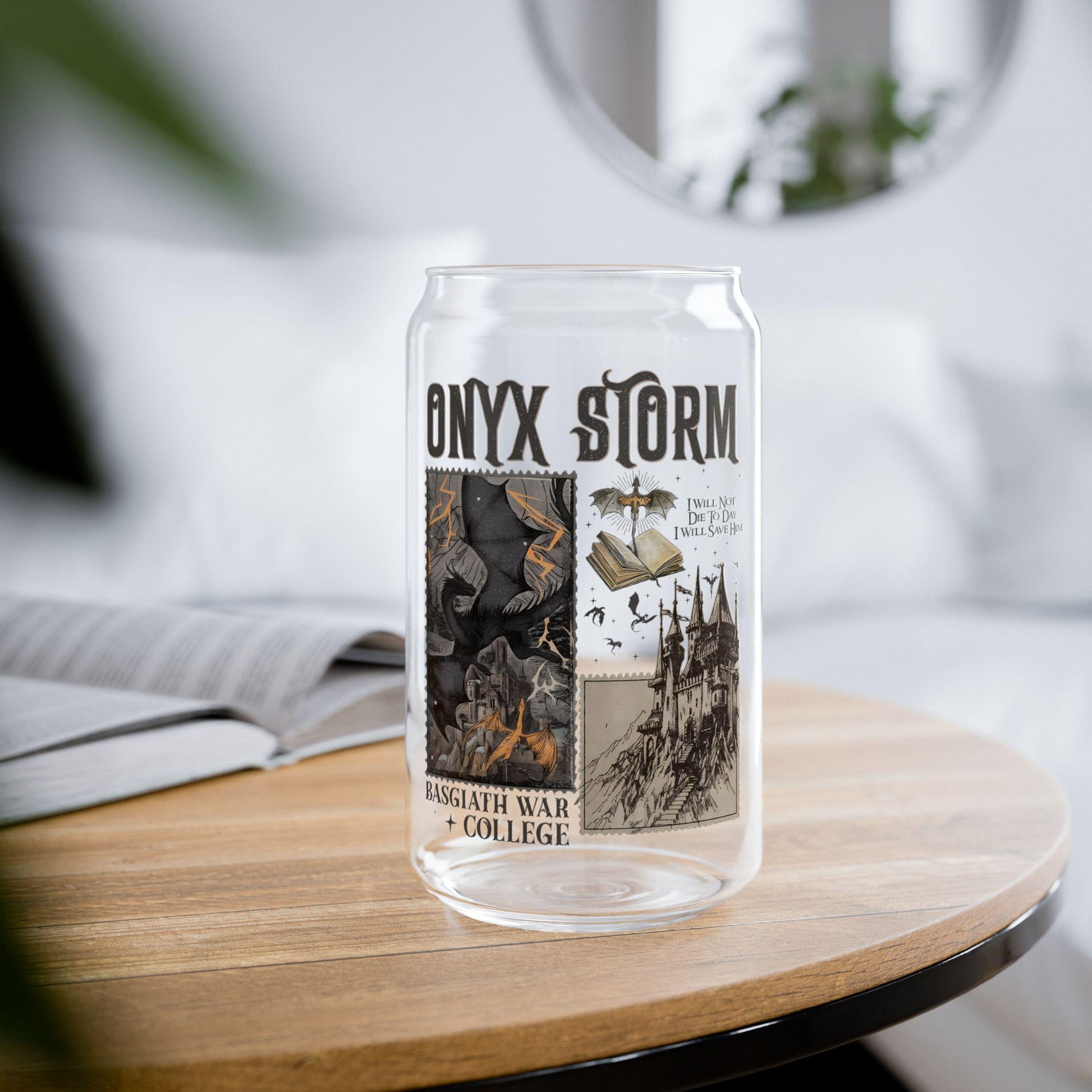Fantasy Book Lover Glass Cup Fourth Wing Iced Coffee Cup Onyx Storm Mug Tumbler Fantasy Gift Merch Tumbler Romantasy Gift for Her Mug Gift GLVLR13