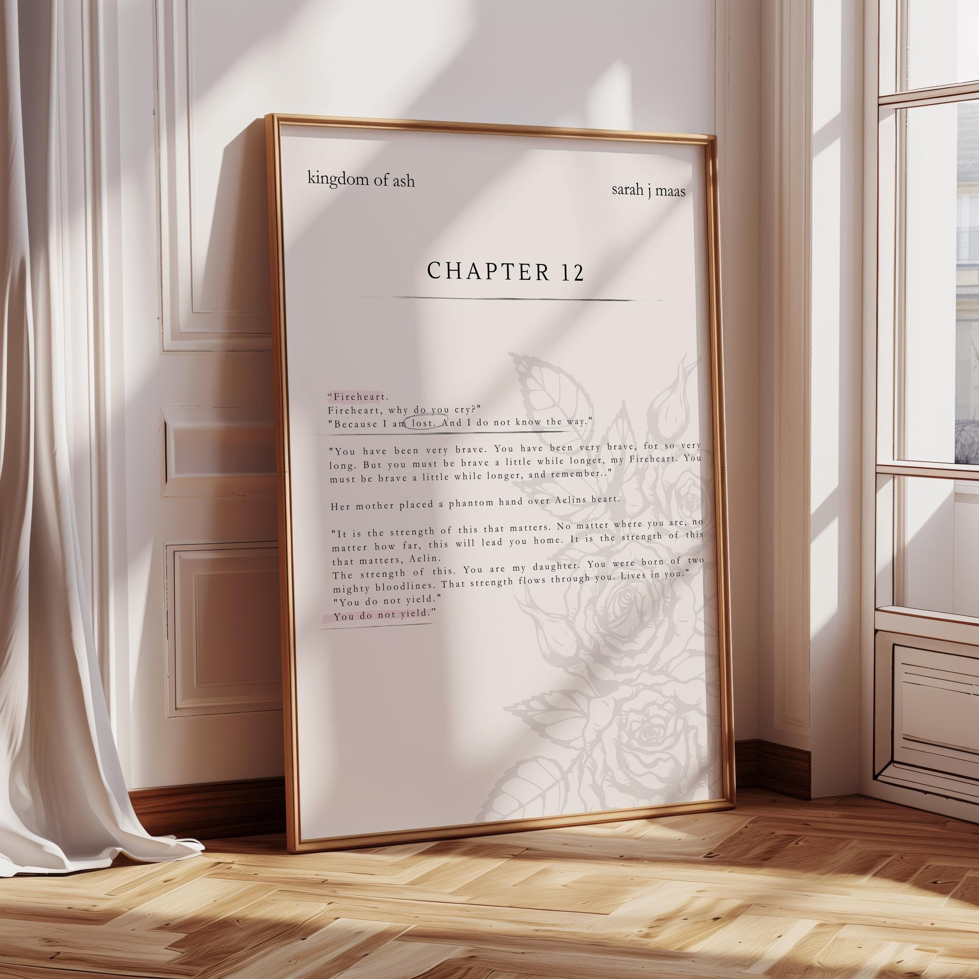 Fireheart Poster, Throne of Glass Quote Poster, Kingdom of Ash Wall Art, Aelin Galathynius Print, Sarah J Maas Poster, Fantasy Book Quote, Bookish Wall Decor VLRP31