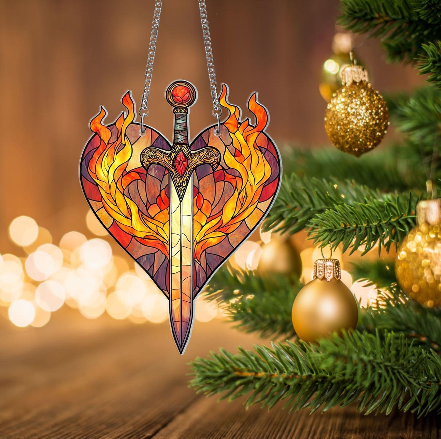 Fireheart Suncatcher, Throne of Glass Fantasy TOG Bookish Window Hanging, Aelin Galathynius ACRYLIC Wall Art,Book Lover Gift,Bookshelf Decor SGVLR11