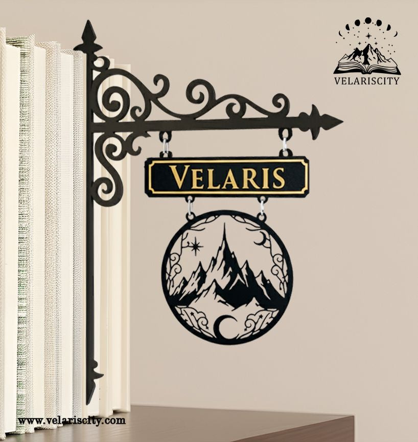 Velaris Book Tavern Sign, ACOTAR Mountain Wooden Book Tracker, Night Court Fantasy Wall Decor, Starfall Gift for Book Loverss BSVLR32