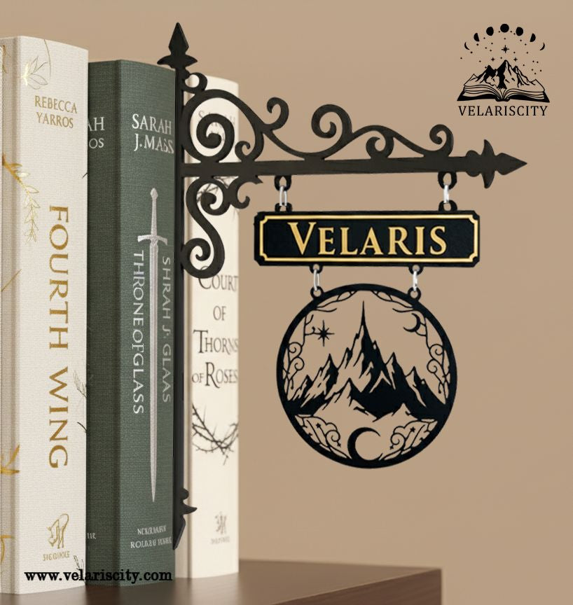 Velaris Book Tavern Sign, ACOTAR Mountain Wooden Book Tracker, Night Court Fantasy Wall Decor, Starfall Gift for Book Loverss BSVLR32