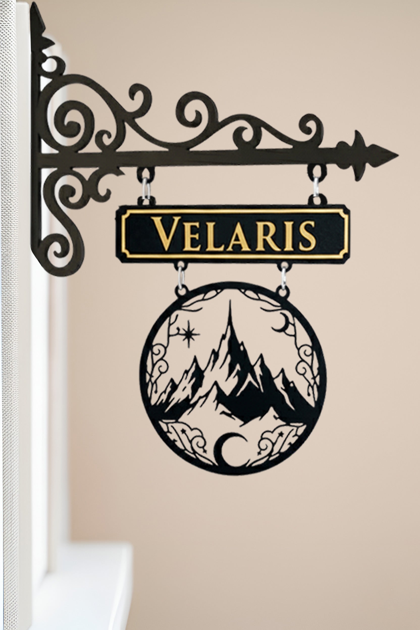 Velaris Book Tavern Sign, ACOTAR Mountain Wooden Book Tracker, Night Court Fantasy Wall Decor, Starfall Gift for Book Loverss BSVLR32