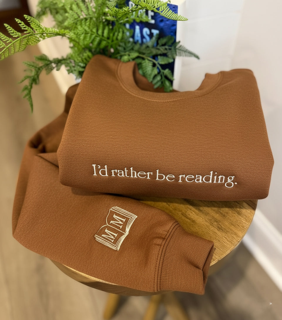 Book Embroidered  Sweatshirt, I'd Rather Be Reading Sweatshirt, Embroidered Booktok Shirt, Reading Club, Bookish Merch, Book Girly, Book Club Gift