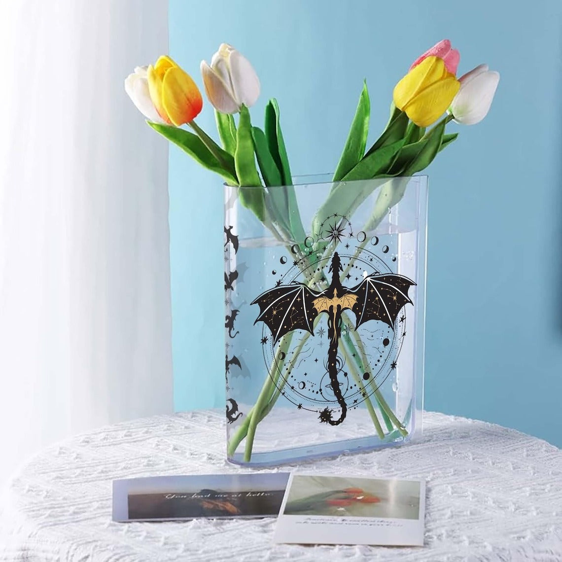 Fourth Wing Book Shaped Flower Vase, Dragons Bookish Acrylic Book Vase, Gift for Book Lovers, VLRBV11