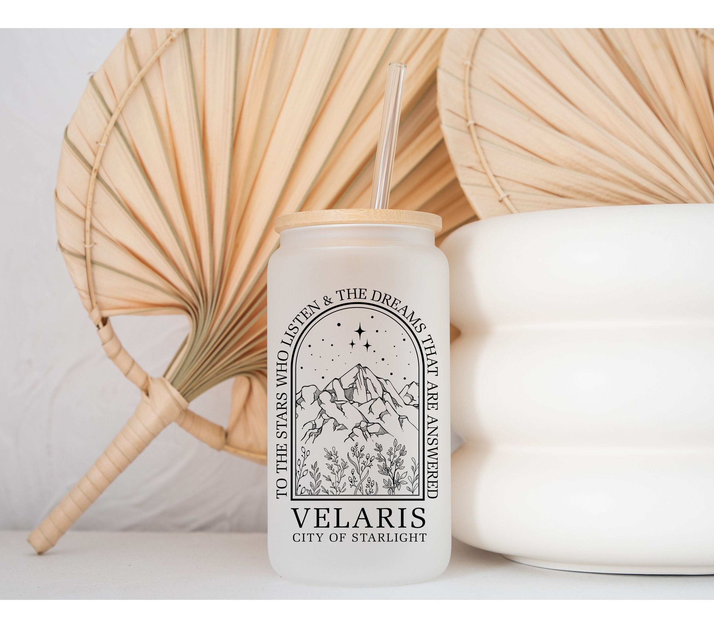 To the stars Velaris ACOTAR glass cup ,Book club gift ,Gift for her, Book lover GLVLR15