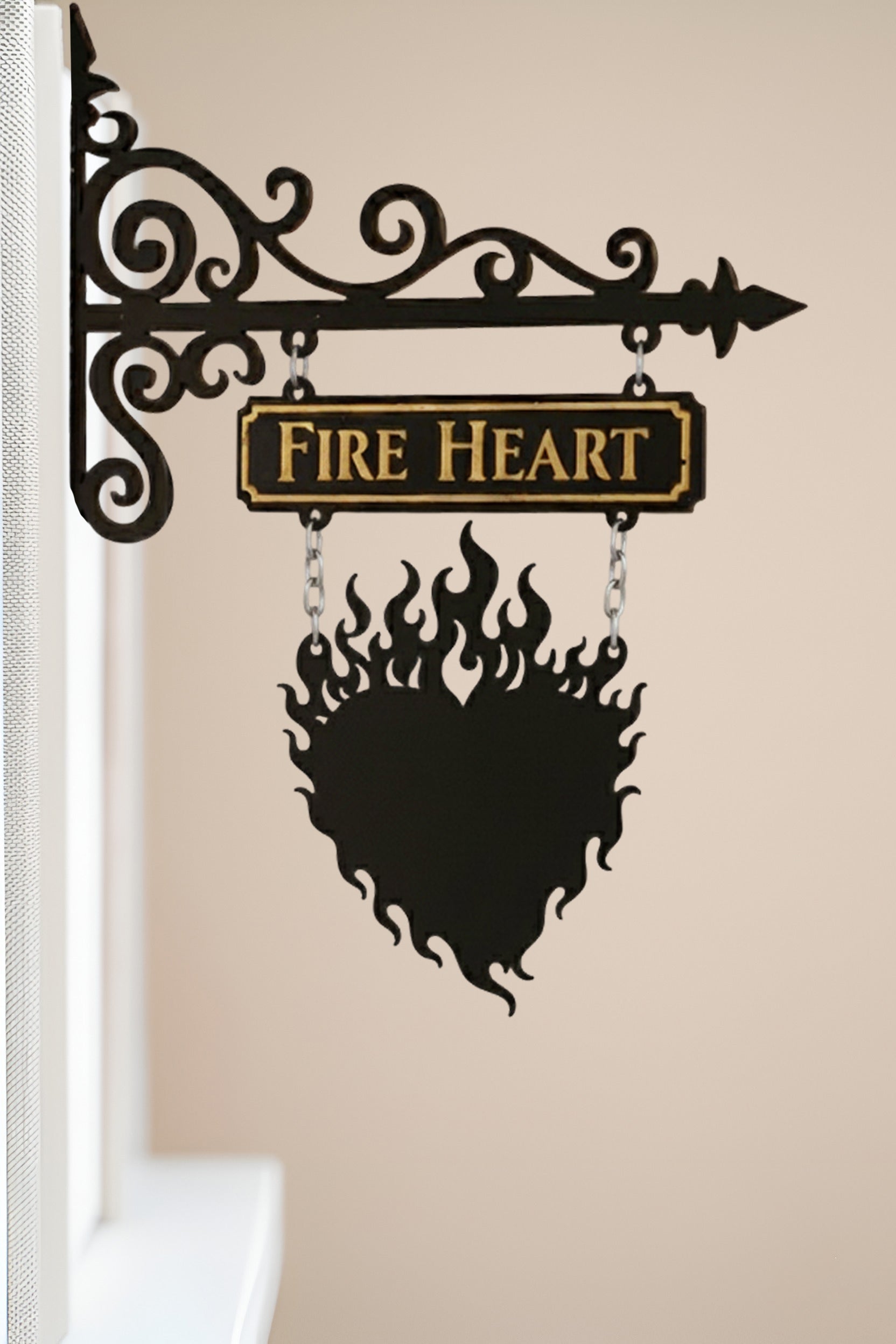 Fire Heart Book Tavern Sign, Throne of Glass Inspired Wooden Book Tracker, Aelin Fire Heart Decor, Fantasy Bookish Wall Sign BSVLR34