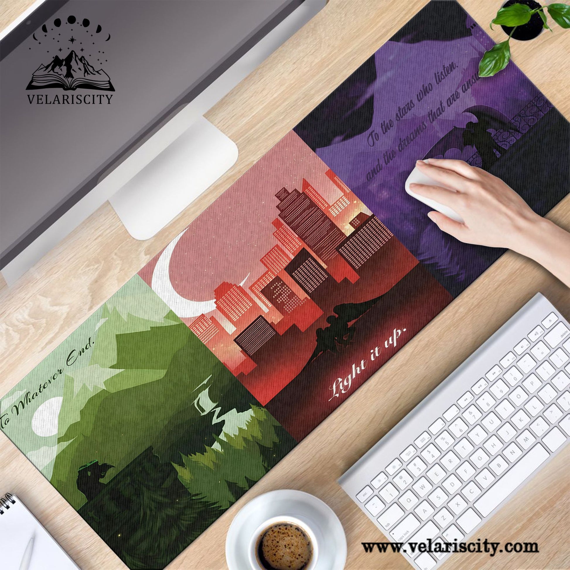 Sarah J Maas Desk Mat ACOTAR Crescent City Throne of Glass Mouse Pad, Bookish Fantasy Desk Pad DMVLR23