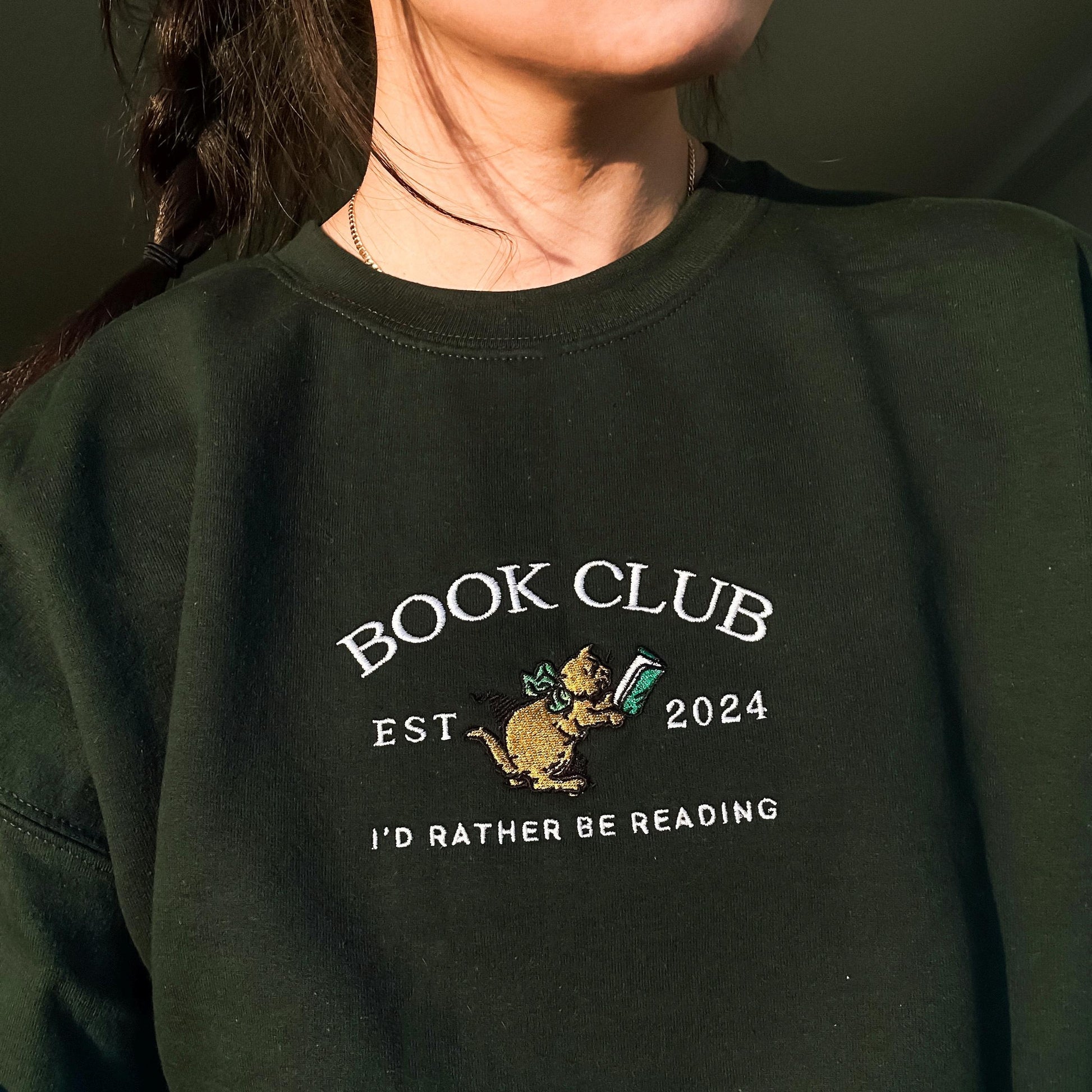 Custom Book Club Sweatshirt Embroidered, Customized Reading Crewneck, Book Lovers Gift, Vintage Bookish Shirt, Bookworm Group Personalized