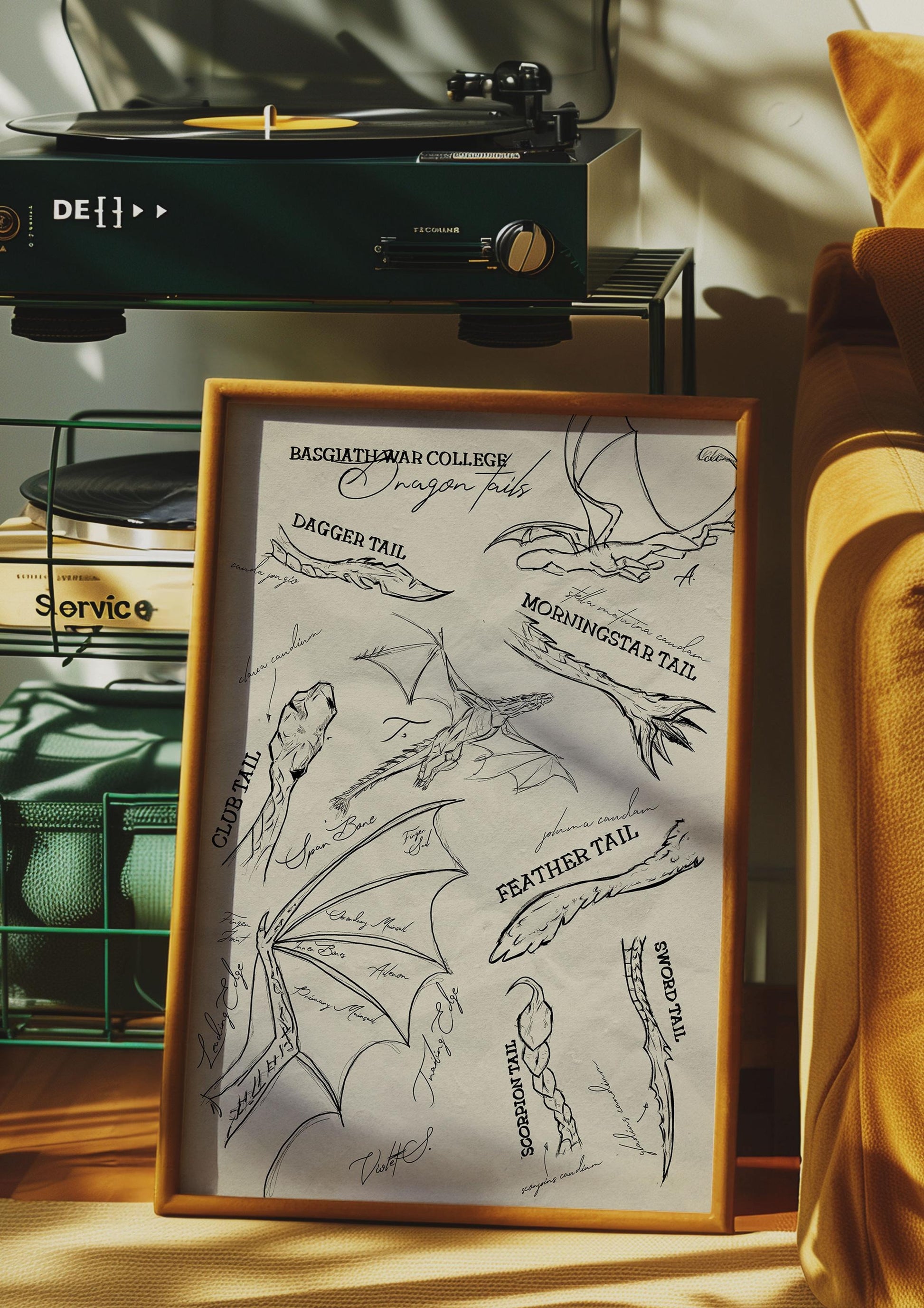 Empyrean Dragon Tails Printable Wall Art, Violet Sorrengail, Fourth Wing Iron Flame Onyx Storm, Rebecca Yaros, Minimalistic VintageVLRP35