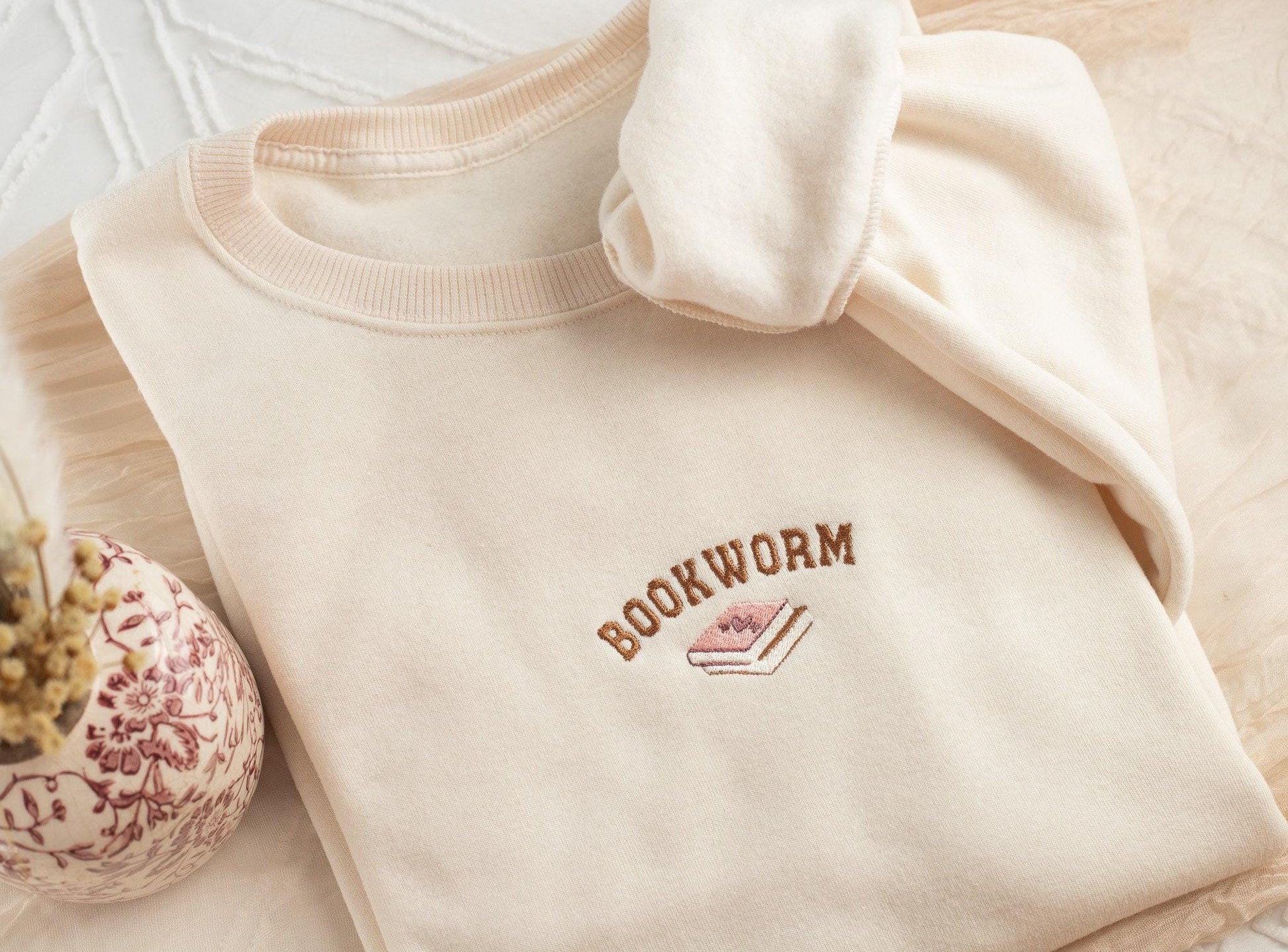 Embroidered Bookworm Sweatshirt, Cozy Book Lover Crewneck, Bookish Gifts, Book Club Embroidered, Gifts For Reader