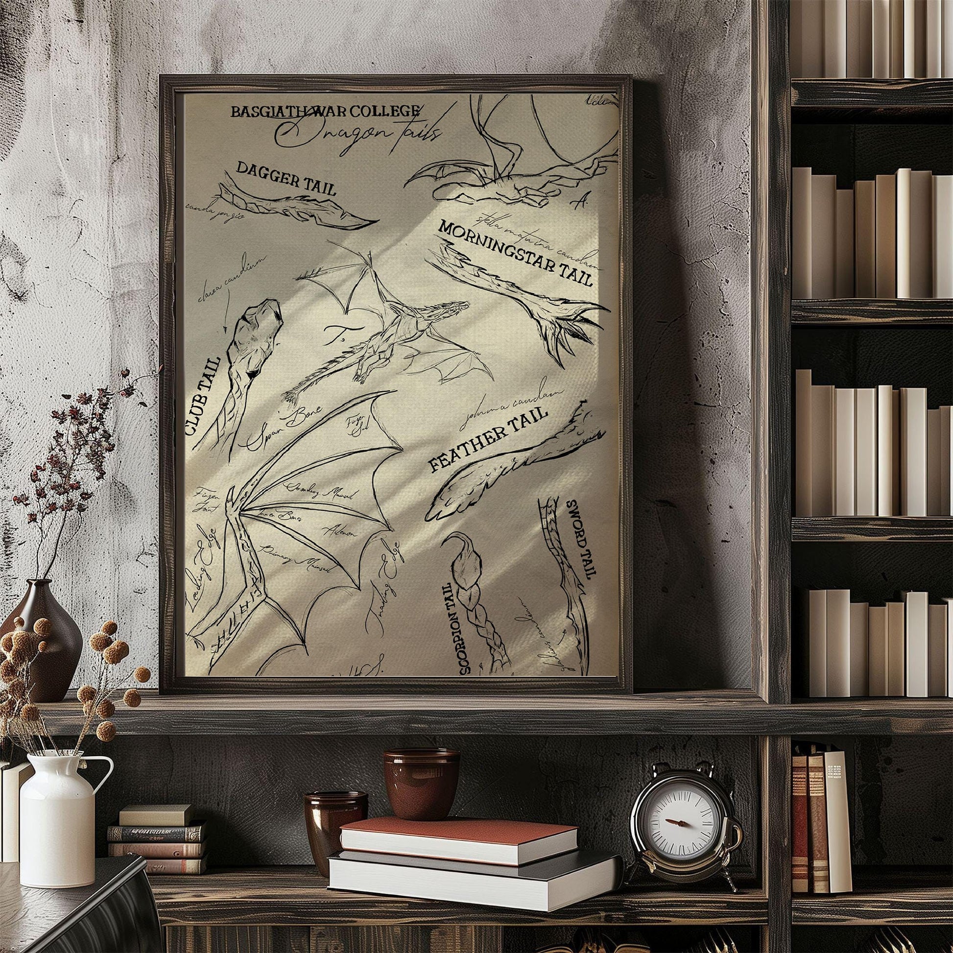 Empyrean Dragon Tails Printable Wall Art, Violet Sorrengail, Fourth Wing Iron Flame Onyx Storm, Rebecca Yaros, Minimalistic VintageVLRP35