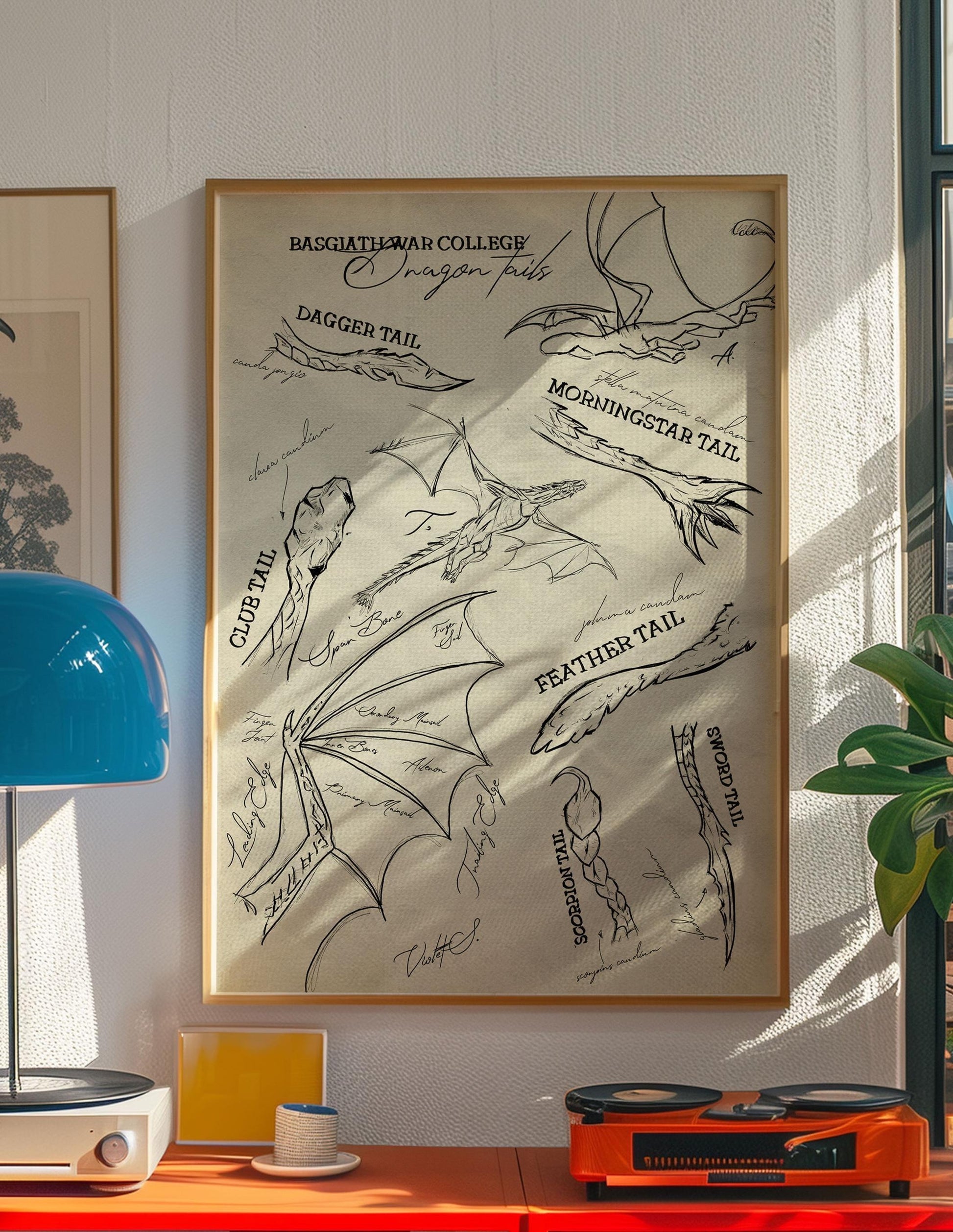 Empyrean Dragon Tails Printable Wall Art, Violet Sorrengail, Fourth Wing Iron Flame Onyx Storm, Rebecca Yaros, Minimalistic VintageVLRP35