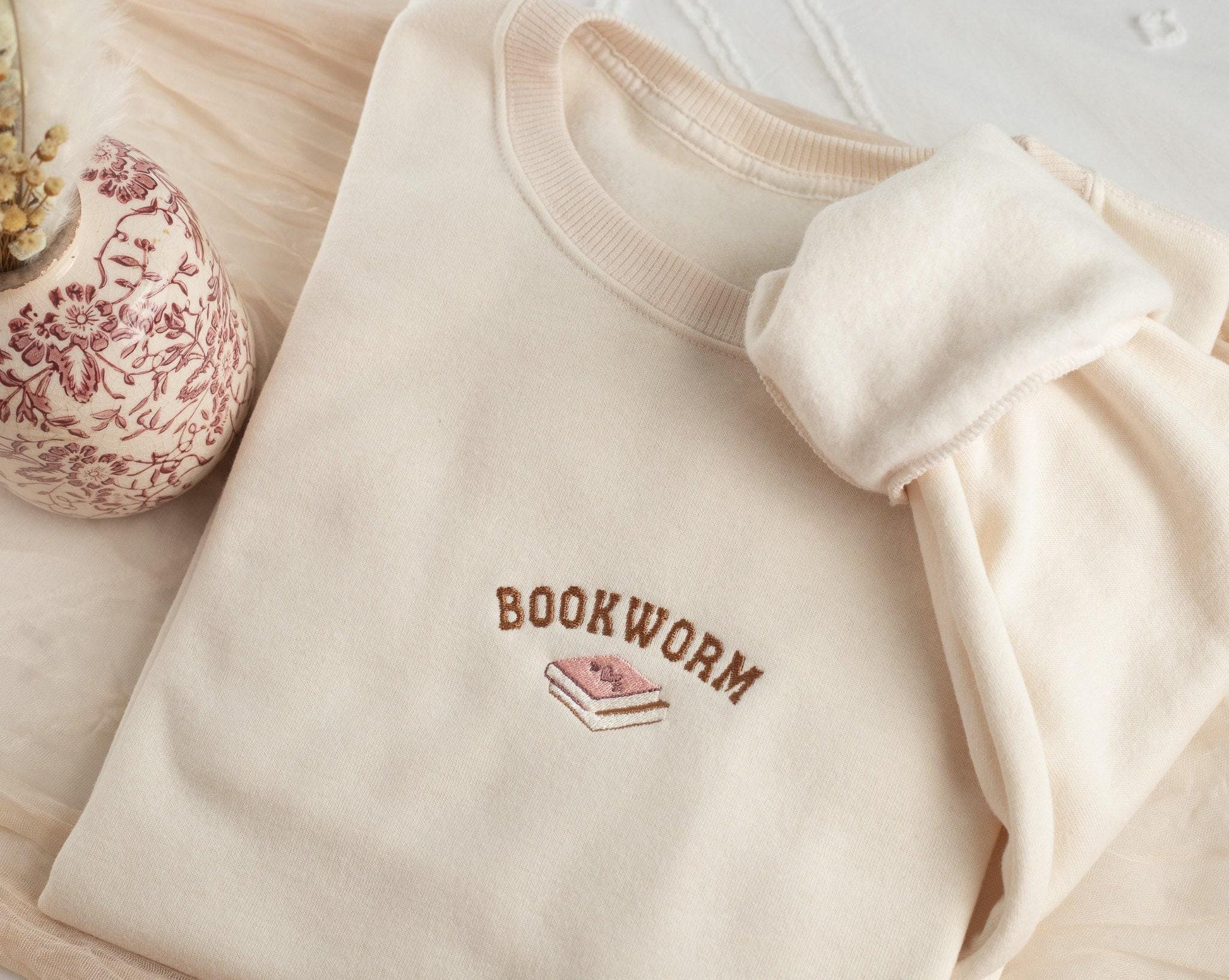 Embroidered Bookworm Sweatshirt, Cozy Book Lover Crewneck, Bookish Gifts, Book Club Embroidered, Gifts For Reader