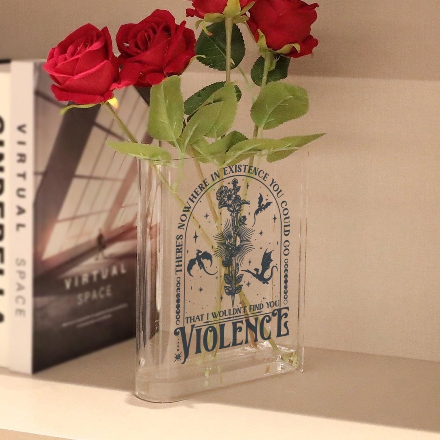 Xaden Riorson Book Vase, Fourth Wing Fantasy Vase Decor, Dragon Romance Flower Vase, Violence Quote Book Vase, Acrylic Book Lover Vase VLRBV15