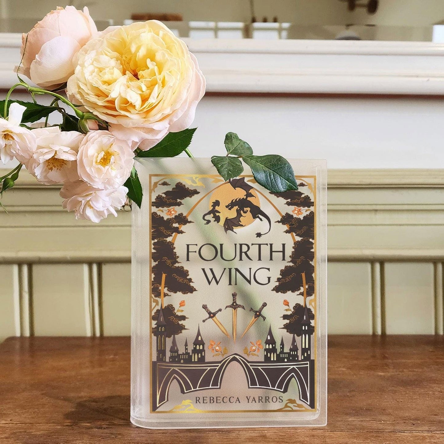 Fourth Wing Book Vase, Fantasy Book Shaped Vase, Rebecca Yarros Decor, Dragon Rider Vase, Acrylic Flower Vase, Romantasy Shelf Decor VLRBV16
