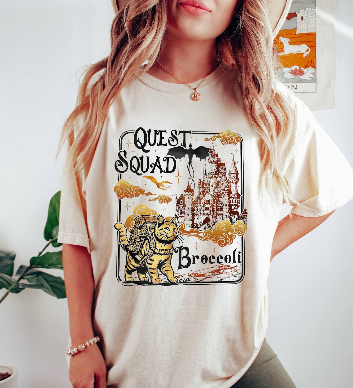 Quest Squad Comfort Colors Shirt, Onyx Storm Shirt, Broccoli Cat Shirt. CFVLR15