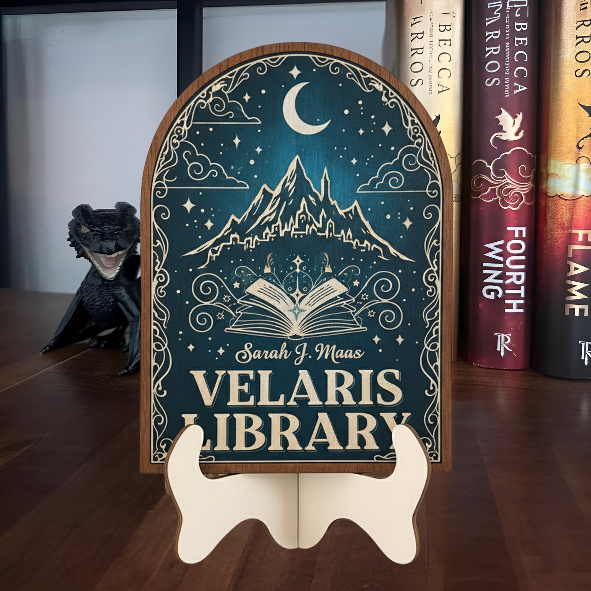 Velaris Bookshelf Sign, Night Court ACOTAR Inspired Decor, Fantasy Library Sign, Bookish Shelf Display Gift