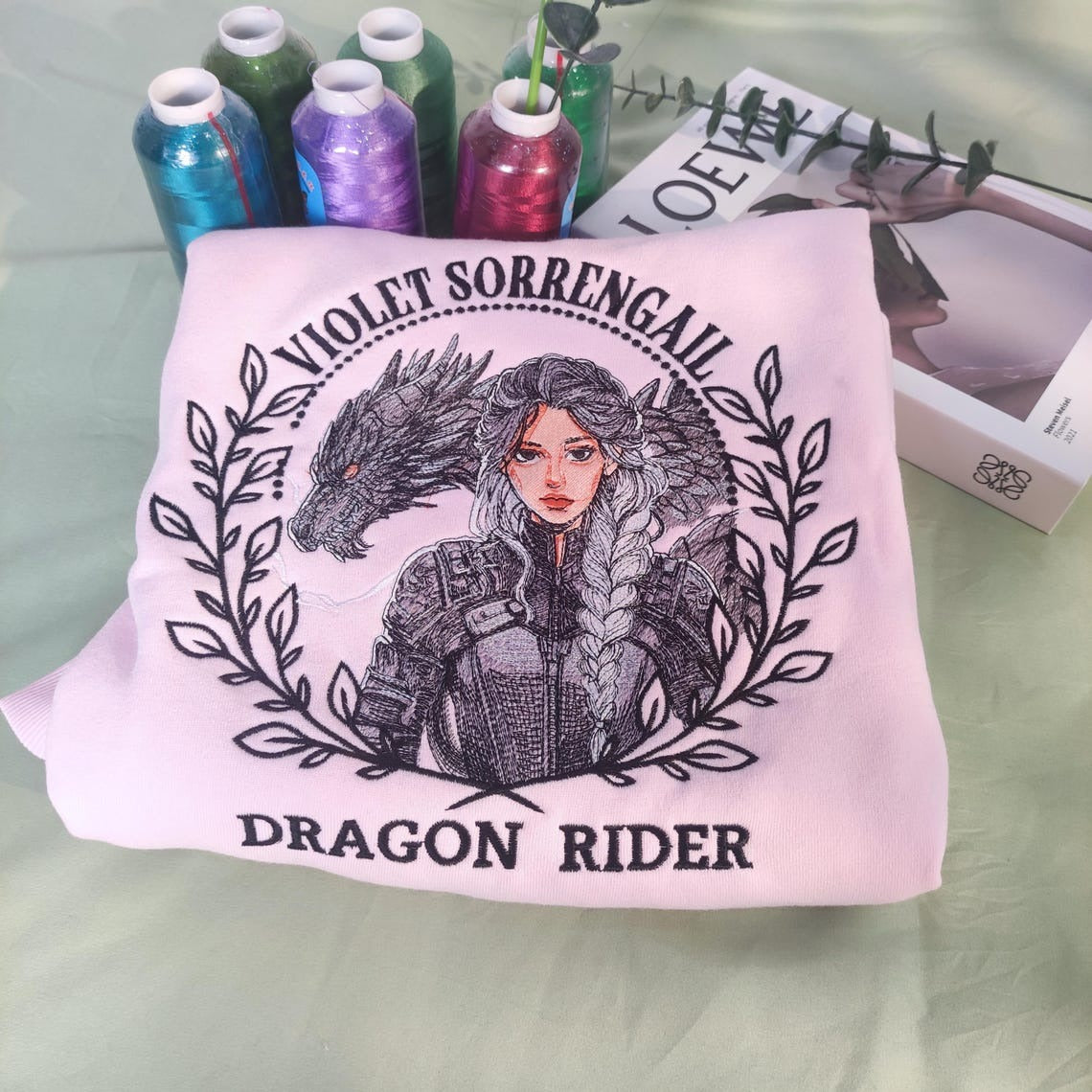 Embroidered Violet Sorrengail Sweatshirt, Dragon Rider Basgiath War College Shirt. VEMB22