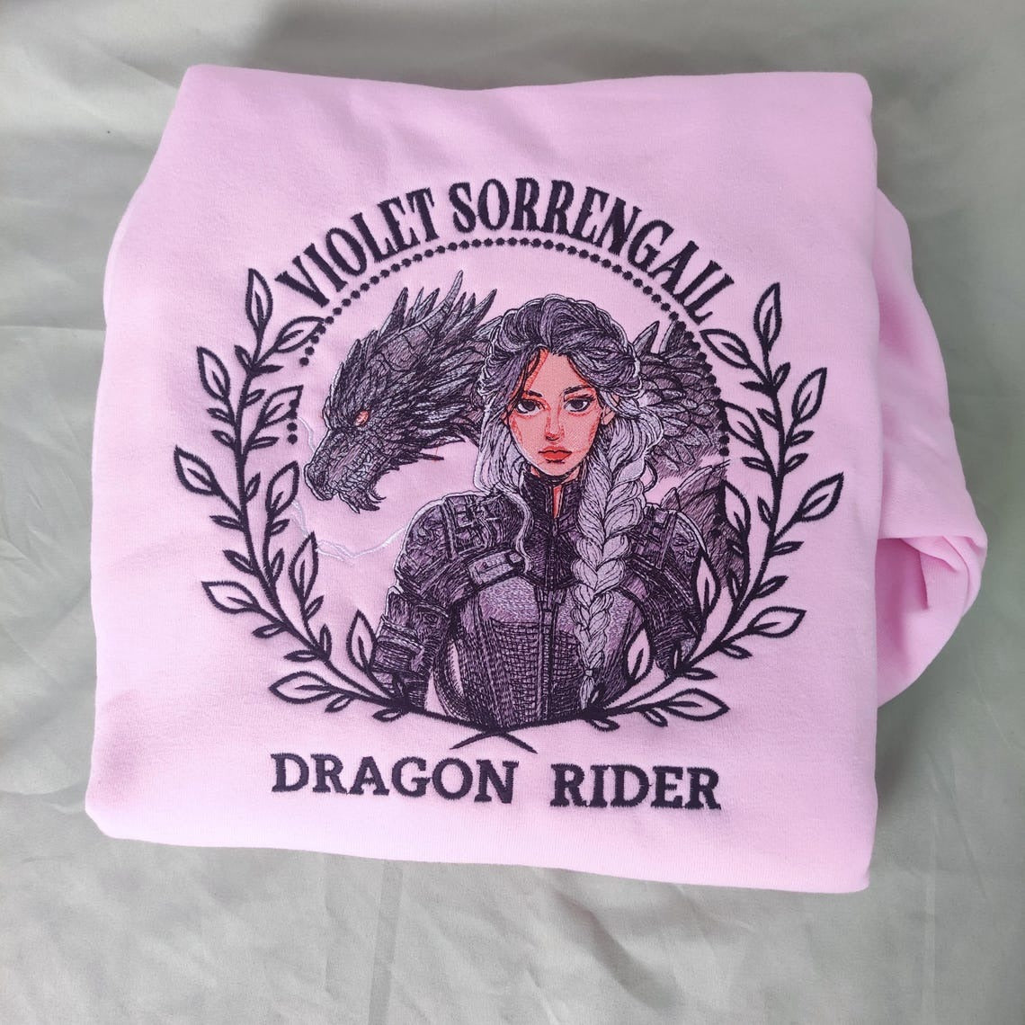 Embroidered Violet Sorrengail Sweatshirt, Dragon Rider Basgiath War College Shirt. VEMB22