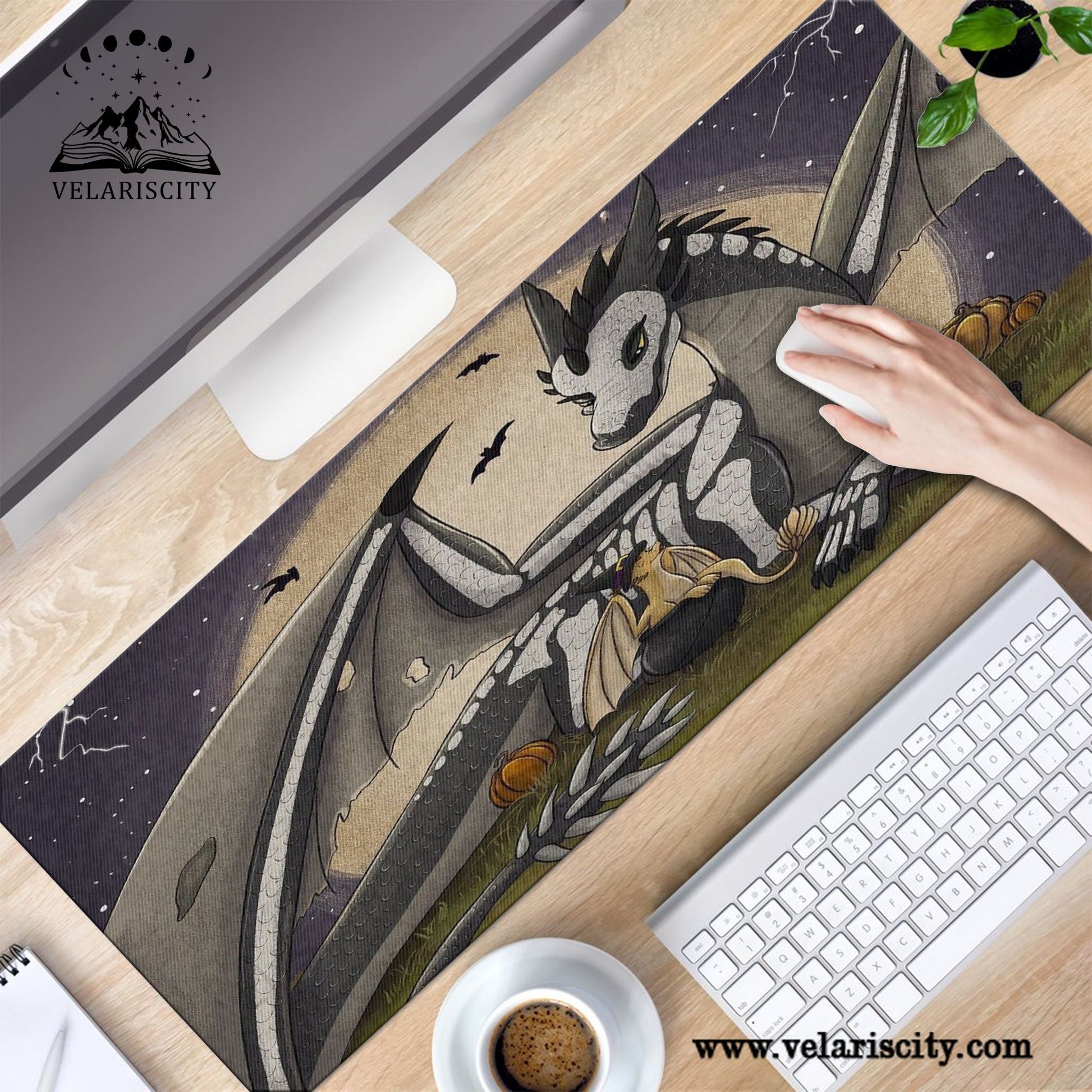 Fourth Wing Desk Mat, Tairn and Andarna Dragon Mouse Pad, Empyrean Series Rebecca Yarros Inspired Desk Pad DMVLR27