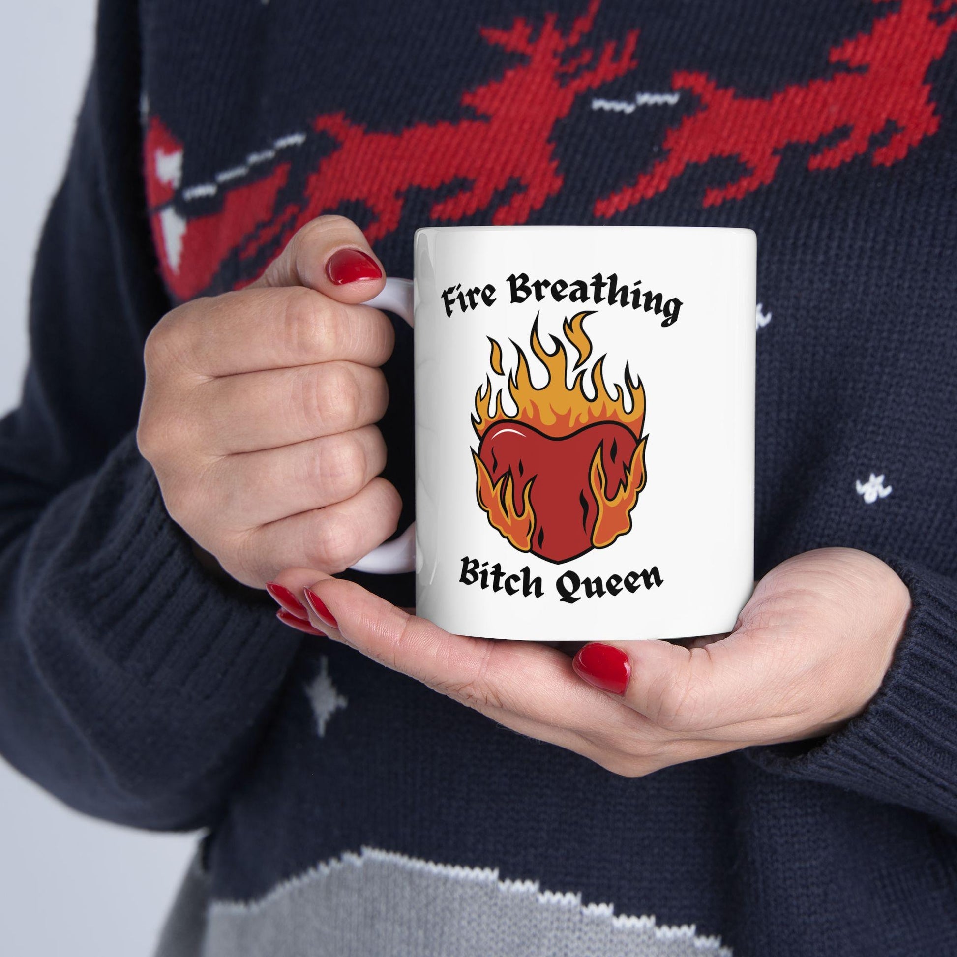Fire Breathing Bitch Queen, Throne of Glass Ceramic Mug, TOG, Sarah J Maas Gift, Book Lover Mug, Literary Gift, Bookworm Mug MGVLR27