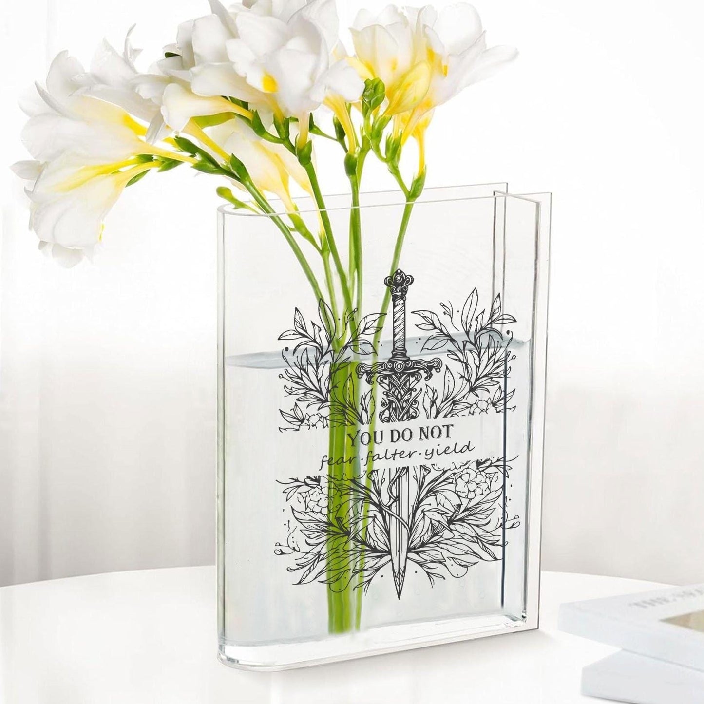 You Do Not Yield Throne of Glass Acrylic Book Vase, Throne of Glass Merch Gift, TOG Book Vase, Aelin Galathynius, SJM Merch VLRBV25