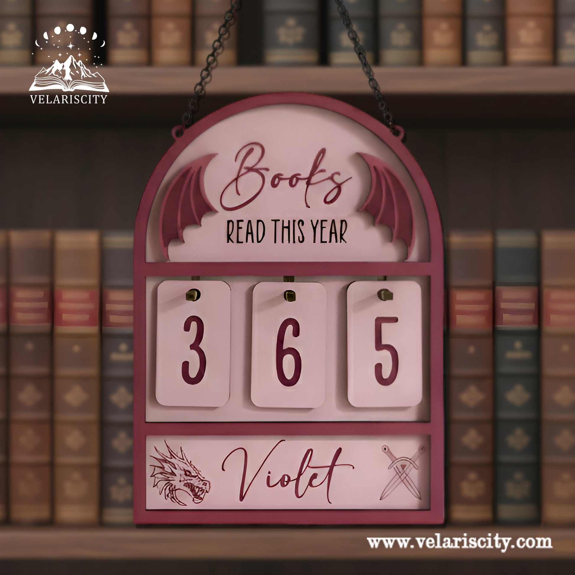 Fourth Wing Book Tracker Sign, Violet Dragon Reading Tracker, Fantasy Bookish Decor, Book Goal Display, Reading Nook Gift BTVLR26