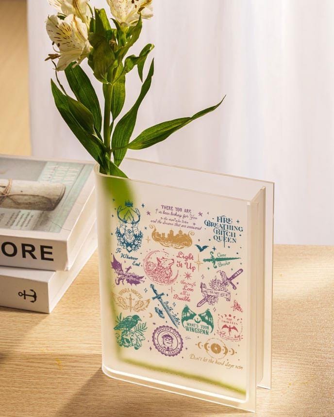 Throne of Glass Inspired Book Shaped Vase, Fantasy Acrylic Vase, Sarah J Maas Shelf Decor, Acrylic Book Vase, Romantasy Reader Shelf VLRBV27