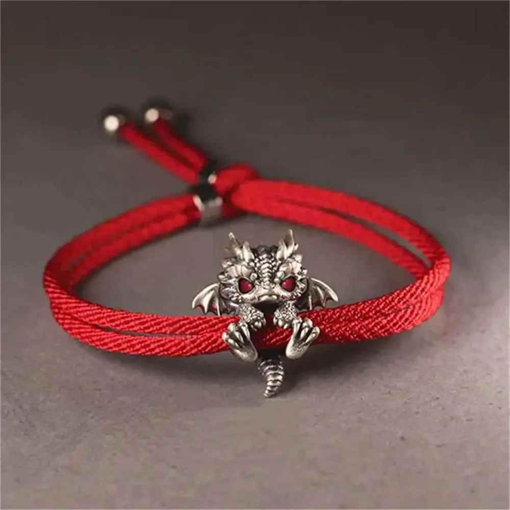 Vintage, Red Rope, Alloy Dragon, Bracelet Bangle, for Men, for Women, New Couple, Adjustable, Handwoven Bracelet, Good Luck, Lucky Jewelry, Gifts