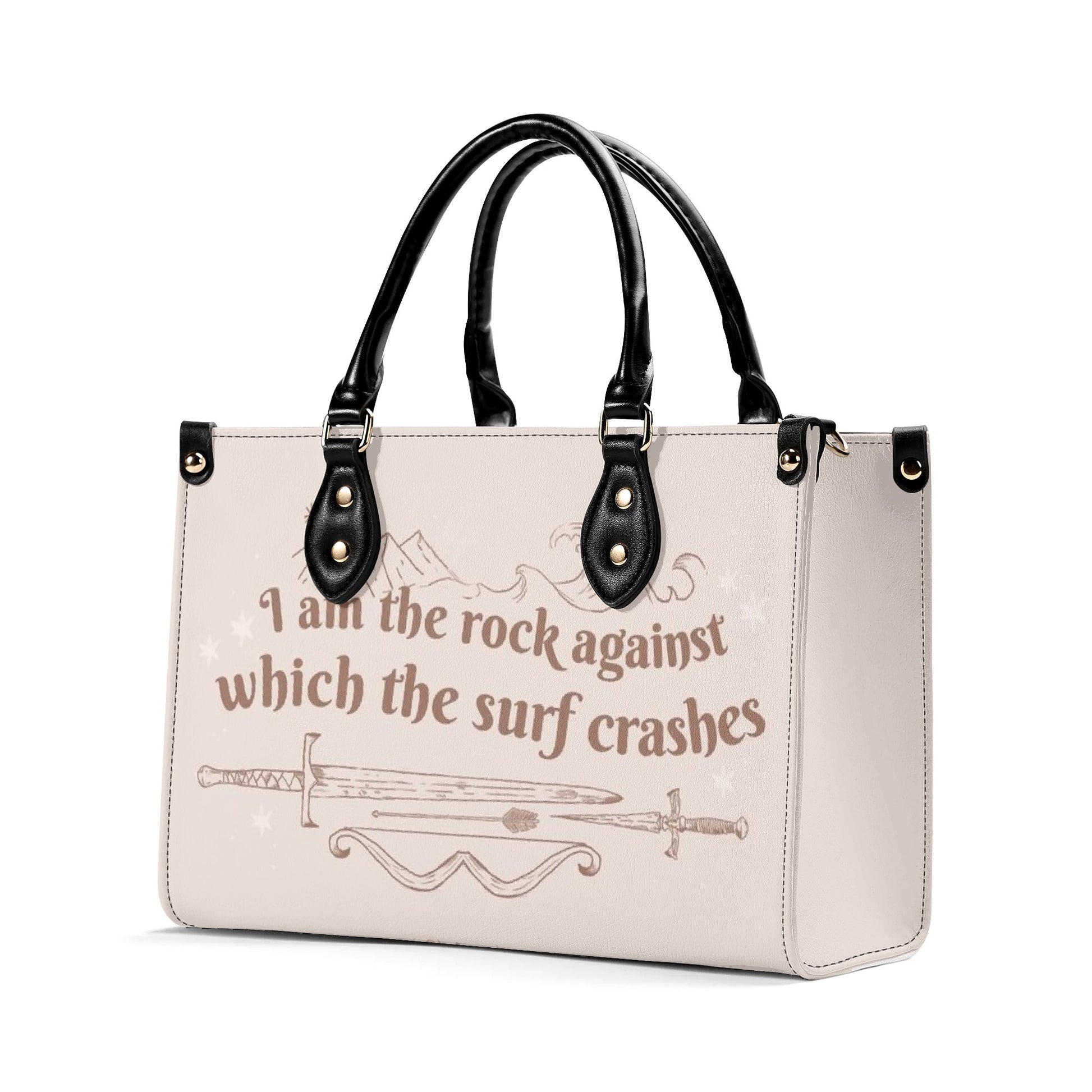 " I am the rock against which the surf crashes" Leather Bag, ACOSF Inspired Bag, Personalized Leather Bag, Fantasy Leather Handbag, Perfect Gift for Women. HBVLR36