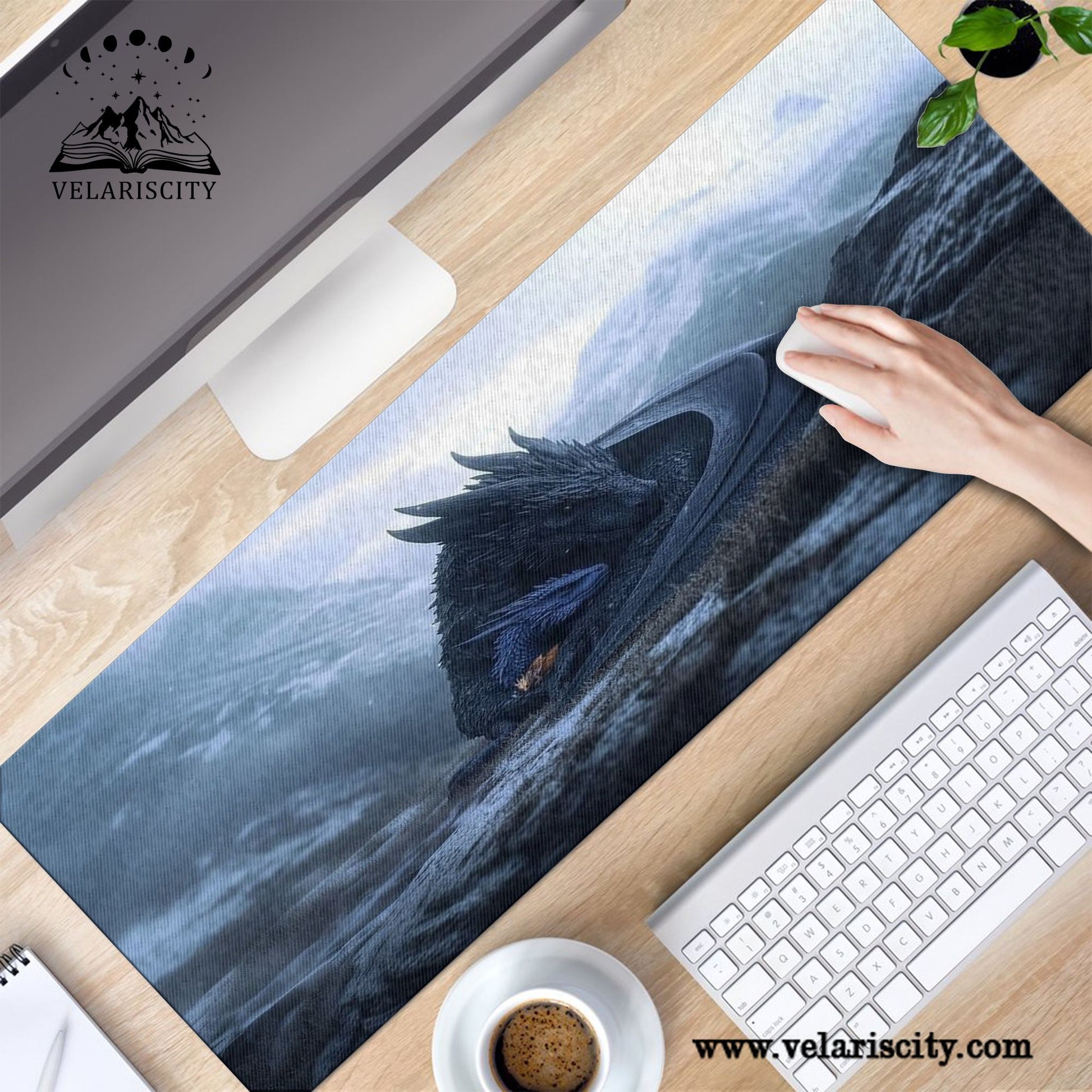 Fourth Wing Tairn Dragon Desk Mat, Fantasy Gaming Mouse Pad, Bookish Desk Decor for Readers DMVLR33