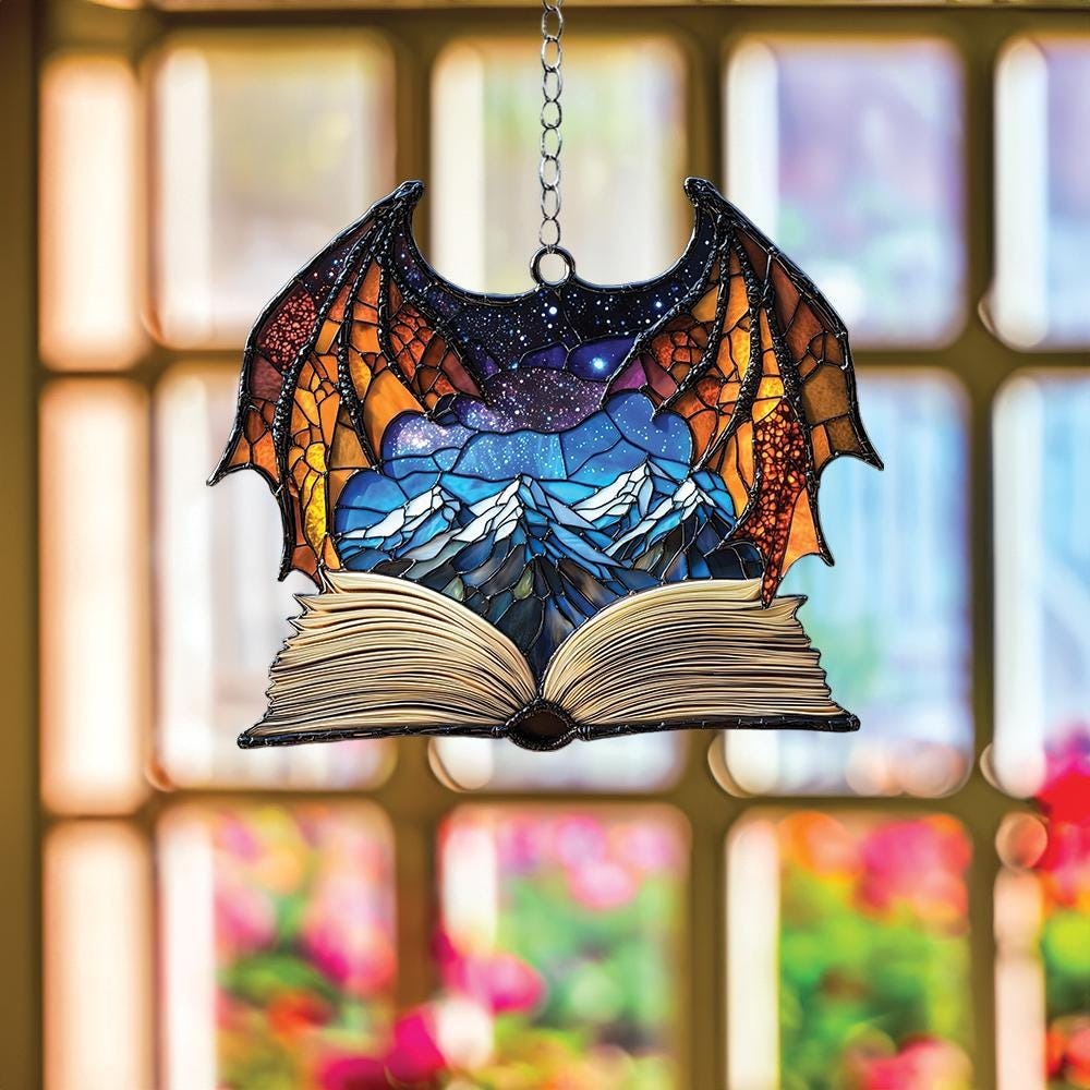 Velaris Night Court Faux Stained Glass Suncatcher, Acrylic City of Starlight Window Hanging, ACOTAR Book Lover Gift, Fantasy Bookshelf Decor SGVLR36