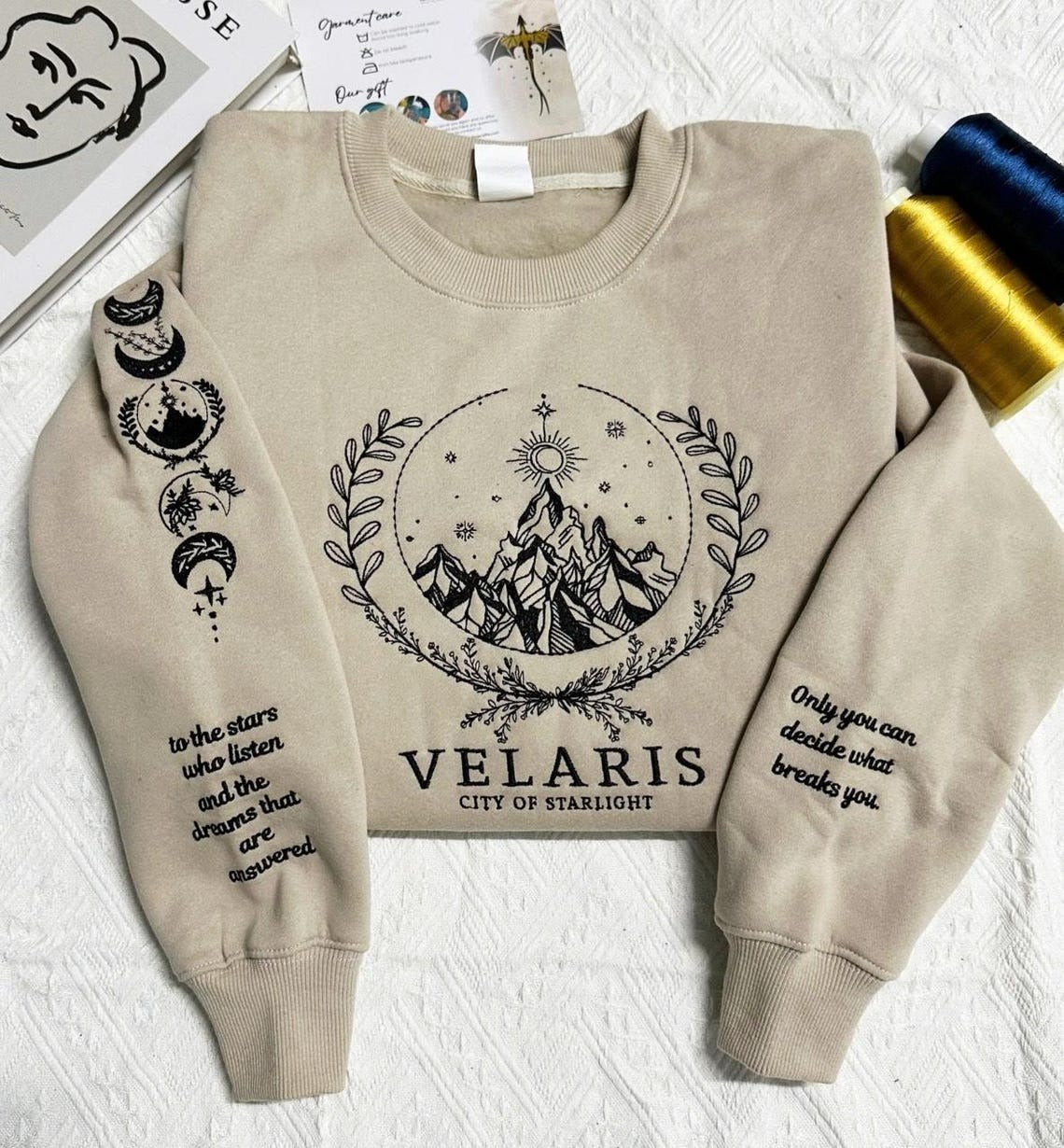 Embroidered Velaris Sweatshirt, ACOTA Velaris City Of Starlight Embroidered, VEMB11