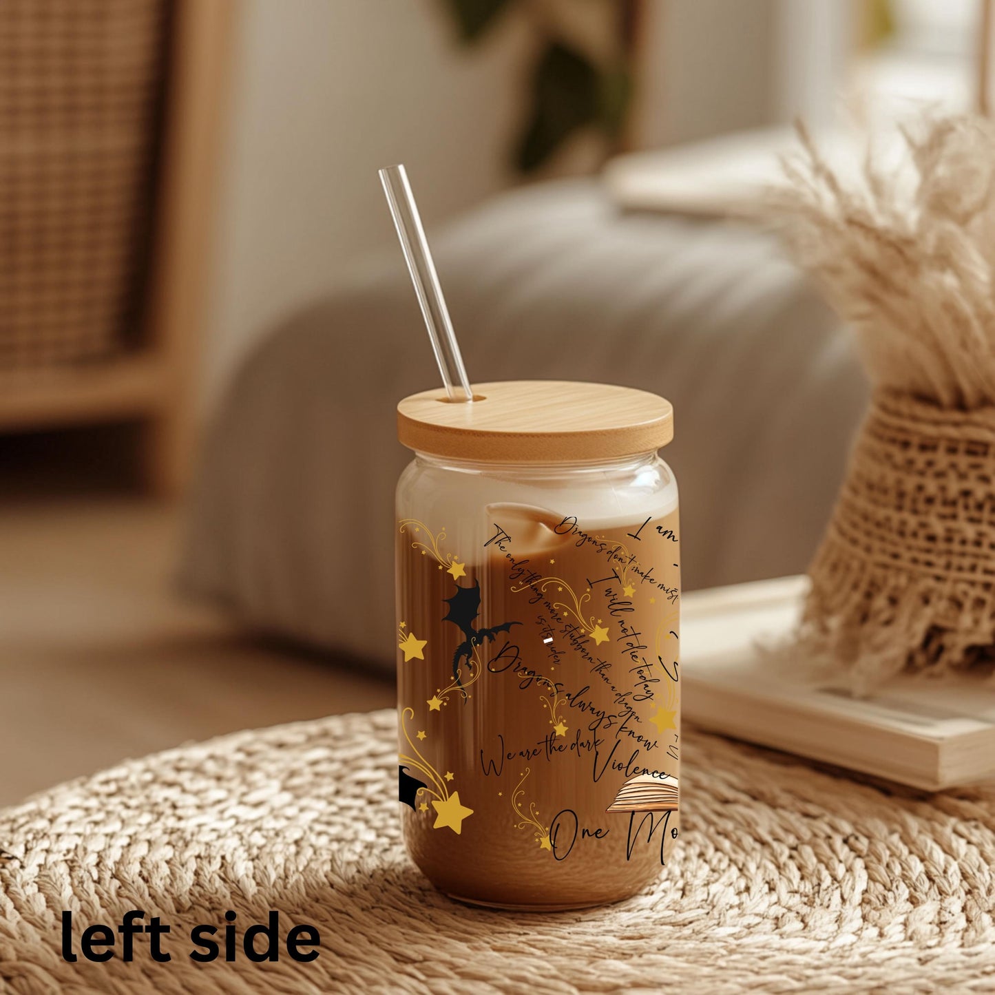Fourth Wing Dragon Glass Tumbler, Empyrean Sipper Cup, Onyx Storm Bookish Iced Coffee Glass, Rebecca Yarros Fantasy Fan Gift GLVLR05