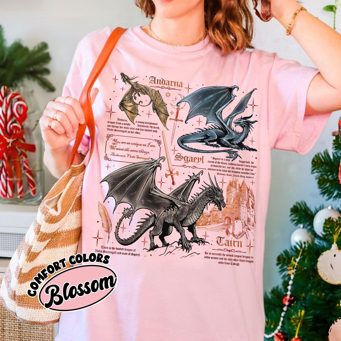 Fourth Wing Dragon Comfort Colors Shirt, Tairn & Andarna TShirt, Basgiath War College Tee, Dragon Rider Shirt, Bookish Gift for Readers CFVLR19