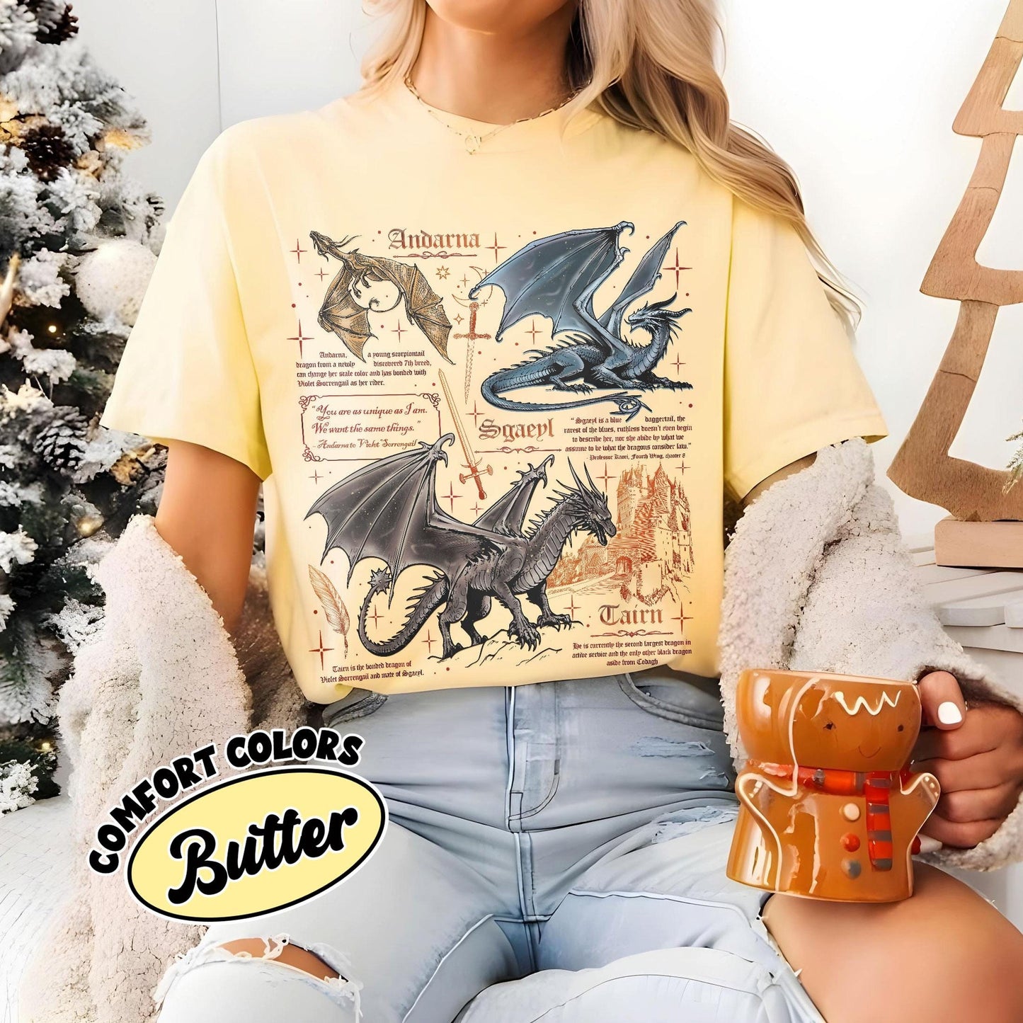 Fourth Wing Dragon Comfort Colors Shirt, Tairn & Andarna TShirt, Basgiath War College Tee, Dragon Rider Shirt, Bookish Gift for Readers CFVLR19