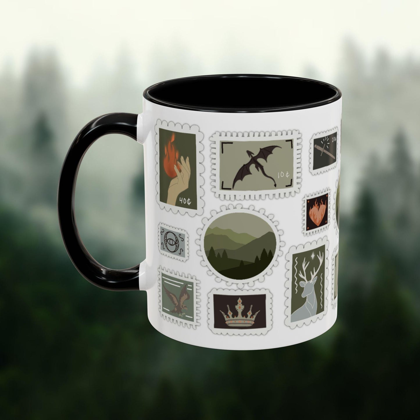 Throne of Glass Mug, ToG Terrasen Aelin Stamp design, Fantasy Book Lover Gift, Throne of Glass Fanart, Bookish Coffee Cup MGVLR05