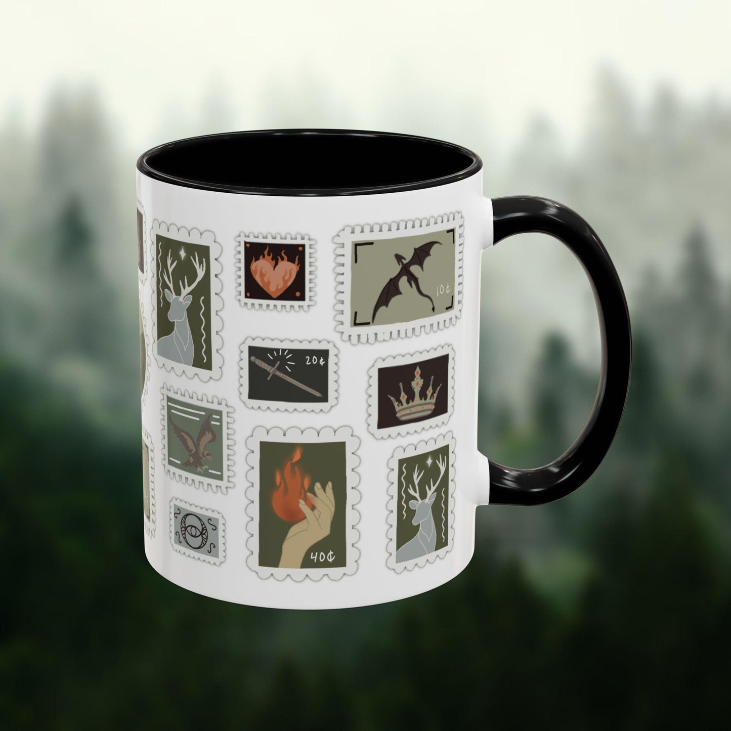 Throne of Glass Mug, ToG Terrasen Aelin Stamp design, Fantasy Book Lover Gift, Throne of Glass Fanart, Bookish Coffee Cup MGVLR05