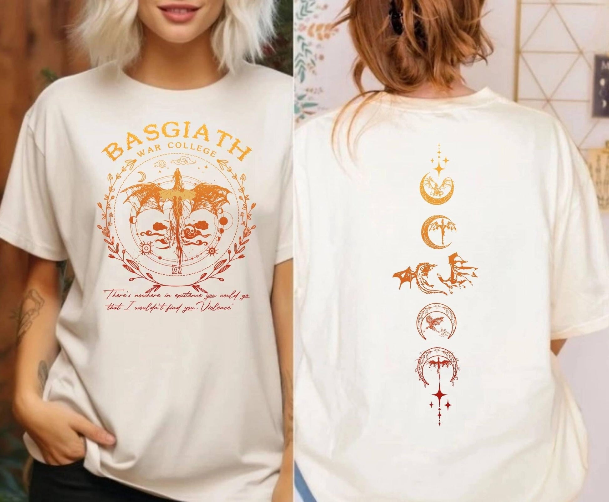 Comfor Colors Basgiath War College Shirt, Fourth Wing Double-Sided T-shirt, Dragon Rider Shirt, Riders Quadrant Tee, Book Lover Gift CFVLR20