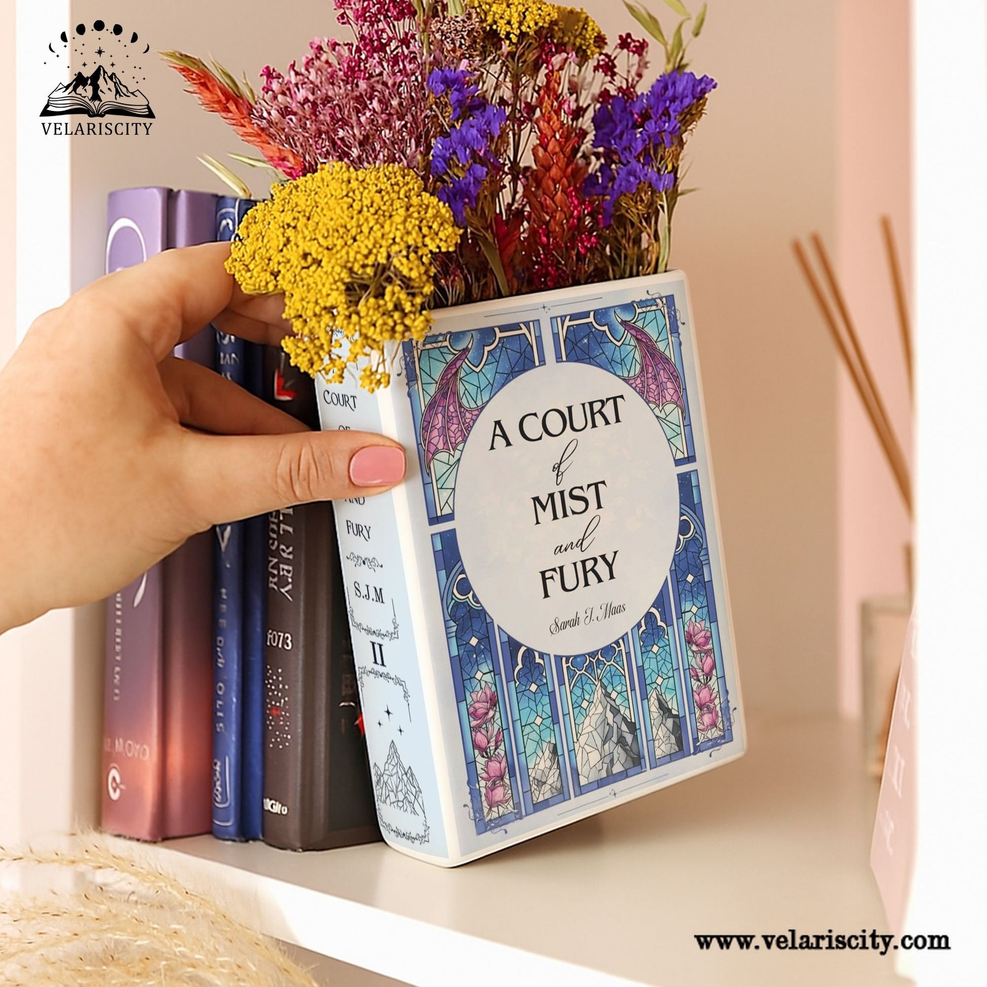 A Court of Mist and Fury Book Vase, ACOTAR Ceramic Vase, Book Lover Gift, Stained Glass Fantasy Decor, Bookish Home Accent CVVLR34