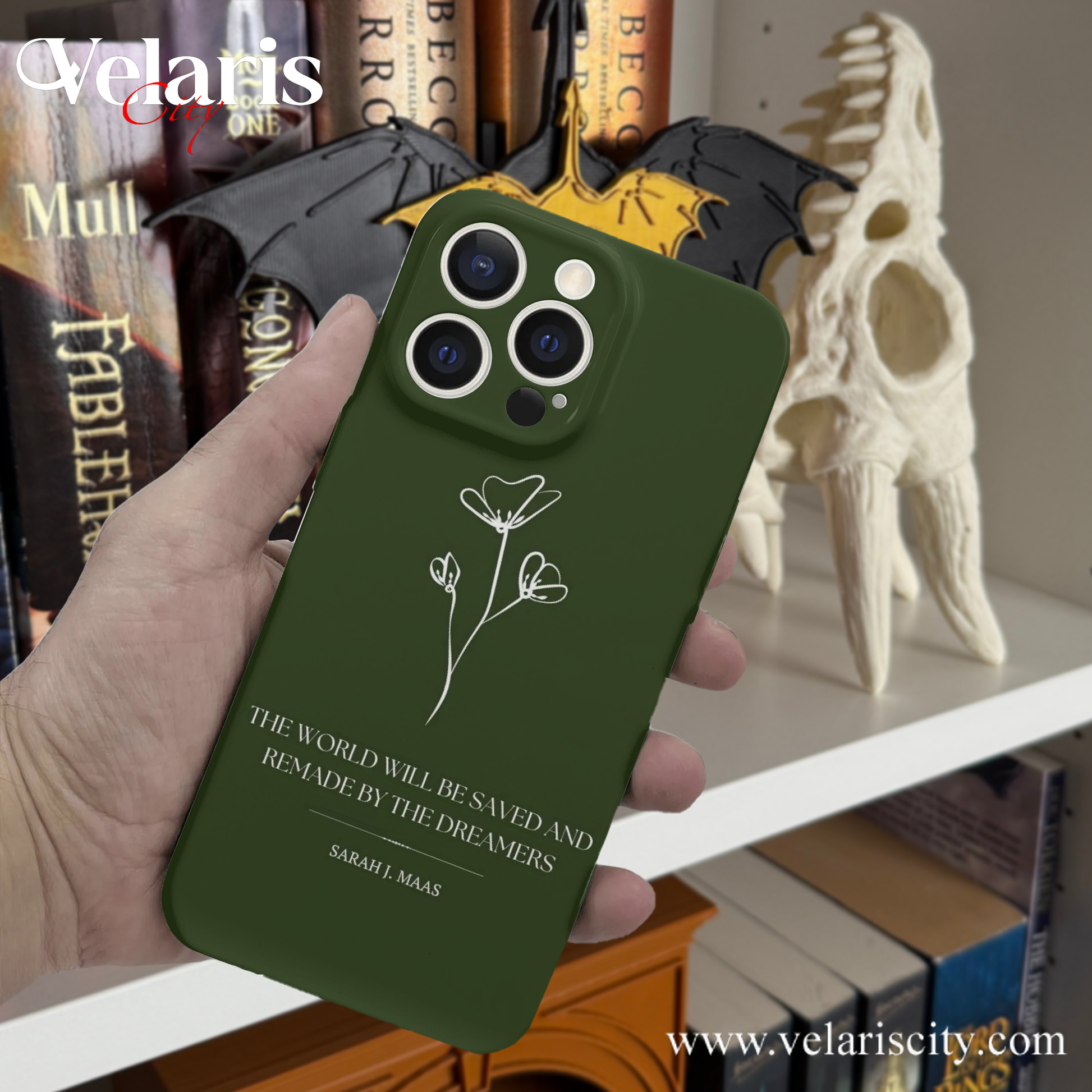 Phone Case "The world will be saved and remade by the dreamers" Quote Design –Sarah J.Maas Inspired Protective Cover, Fantasy Novel iPhone Cover, Book Lover Gift PCVLR47