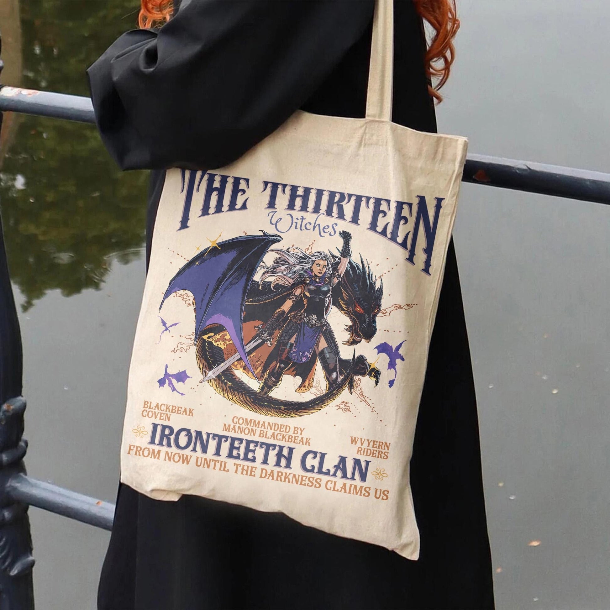 The Thirteen Tote Bag, Manon Blackbeak Ironteeth Bag, Darkness Claims Us Bag, Tog Bag, Manon Blackbeak Bag, SJM Merch Bookish Bag TBVLR03
