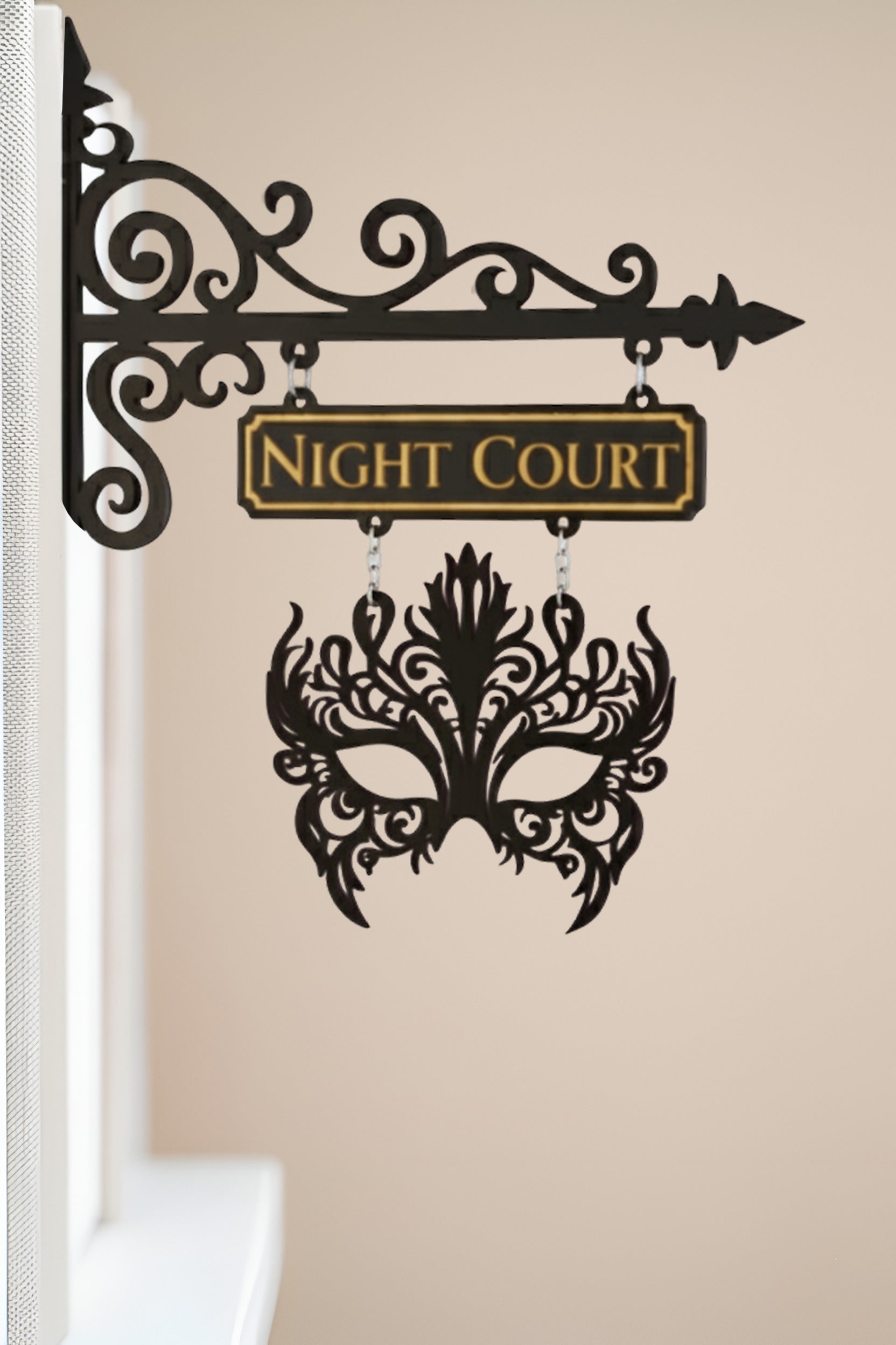 Night Court Book Tavern Sign, ACOTAR Inspired Masquerade Wooden Book Tracker, Velaris Fantasy Decor, Bookish Wall Hanging, Gift for Readers BSVLR26