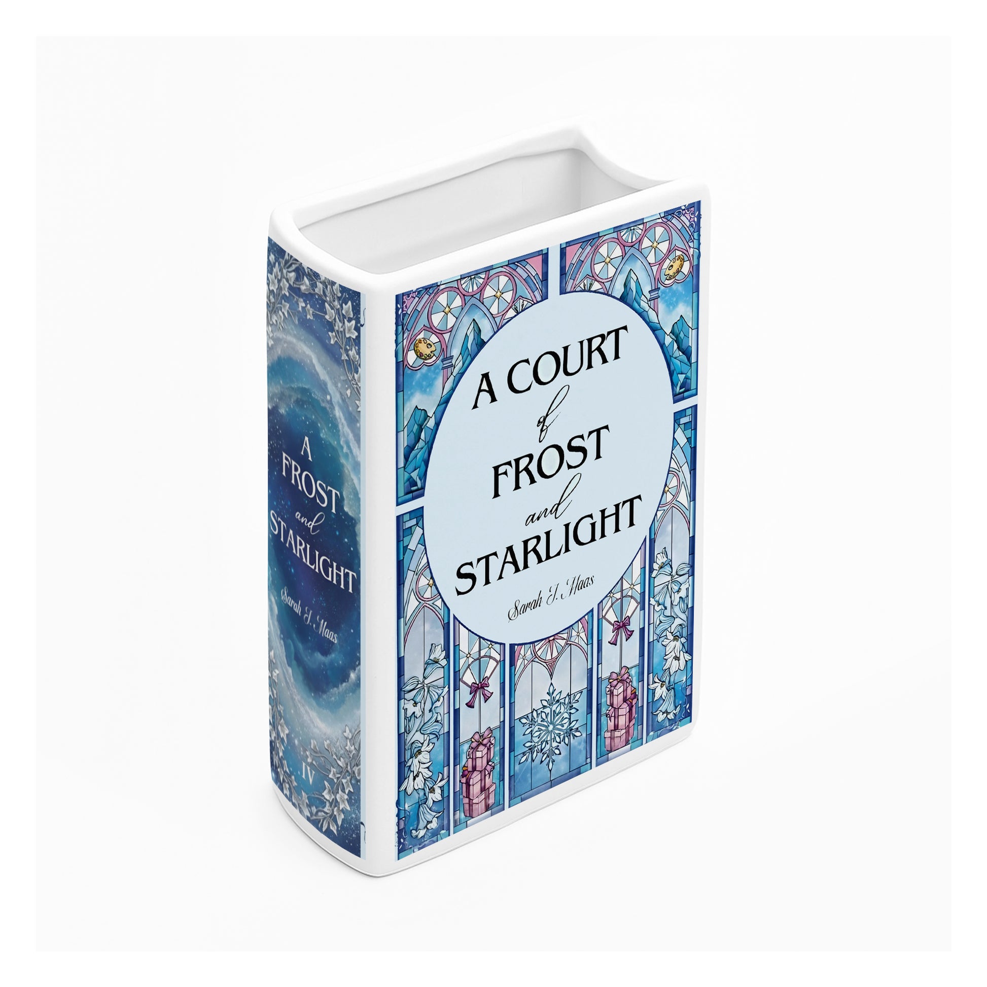 A Court of Frost and Starlight Ceramic Book Vase, Fantasy Book Decor, ACOTAR Book Lover Gift, Stained Glass Style Home Accent CVVLR35