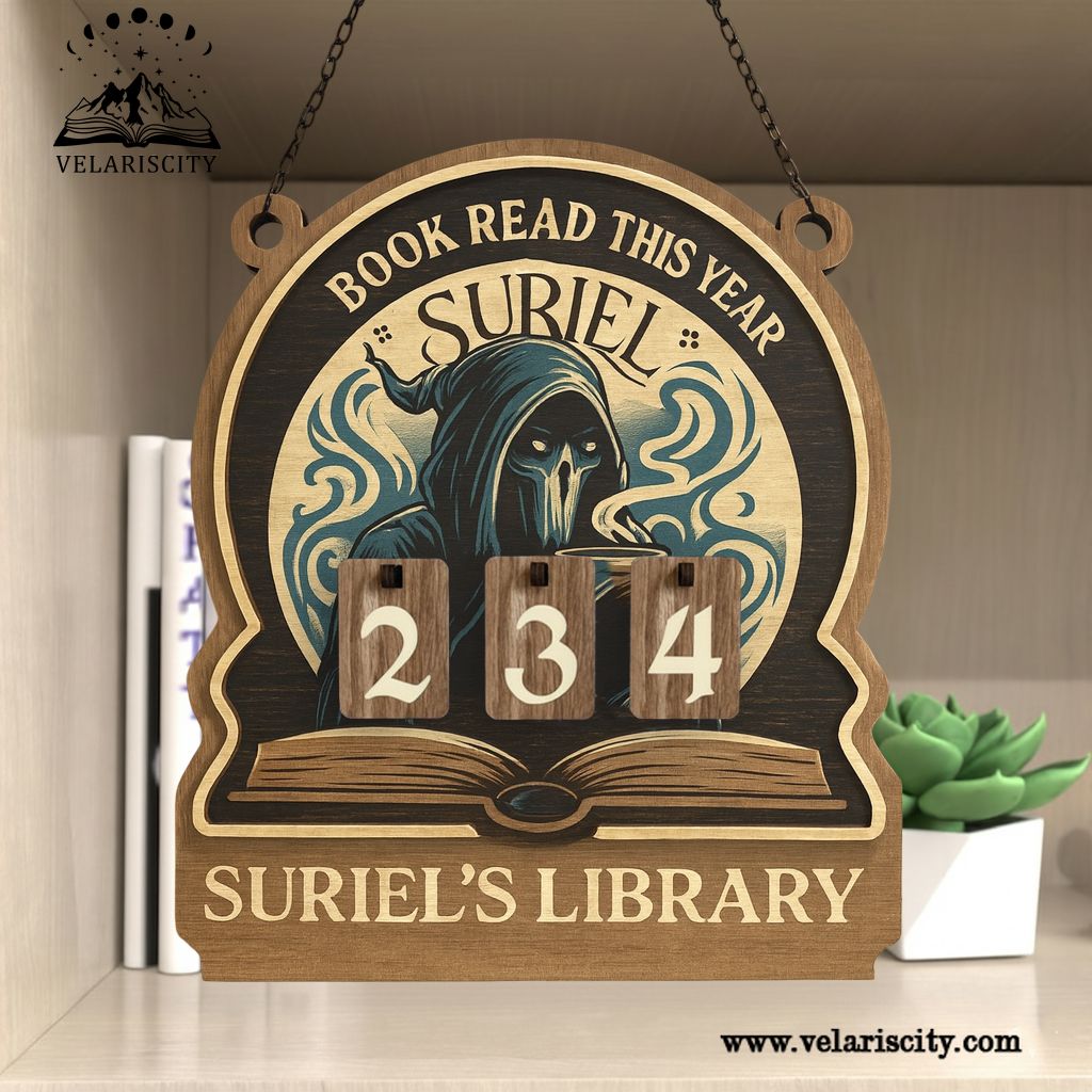 Suriel Book Tracker Sign, ACOTAR Bookish Decor, Velaris Book Gift, Book Count Display, Book Lover Gift, Wooden Wall Sign BTVLR06