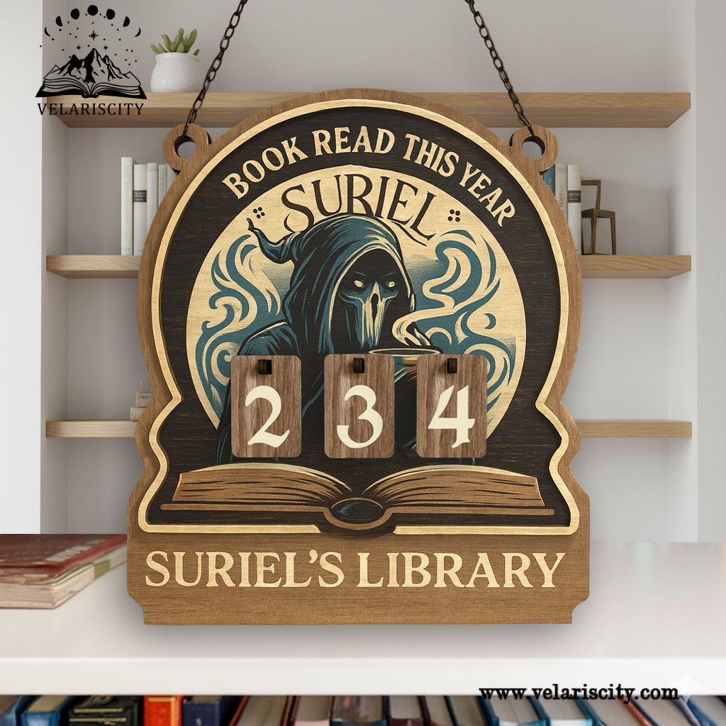 Suriel Book Tracker Sign, ACOTAR Bookish Decor, Velaris Book Gift, Book Count Display, Book Lover Gift, Wooden Wall Sign BTVLR06